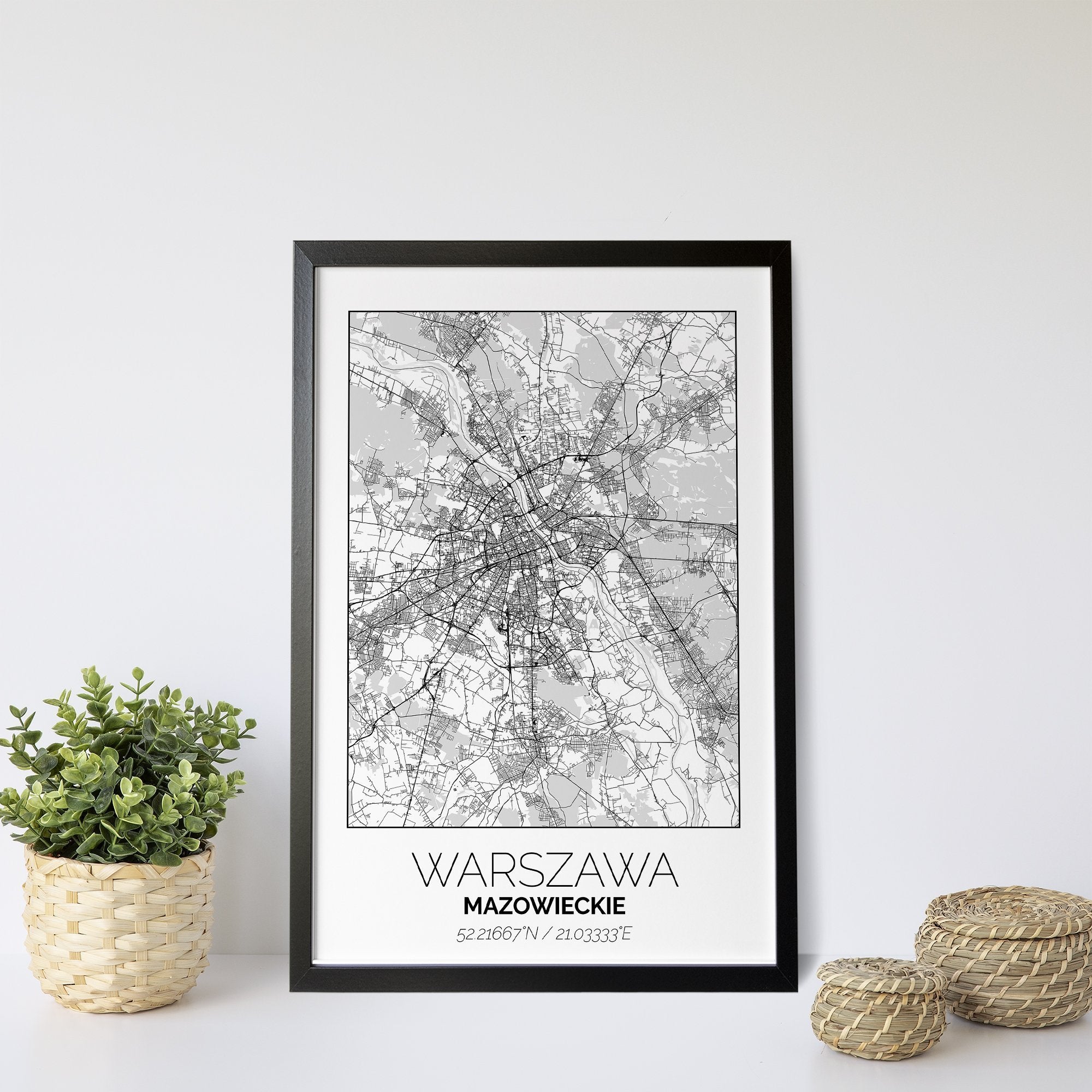Mapa Miasta Warszawa W Ramie (Biała) - Gallart.pl