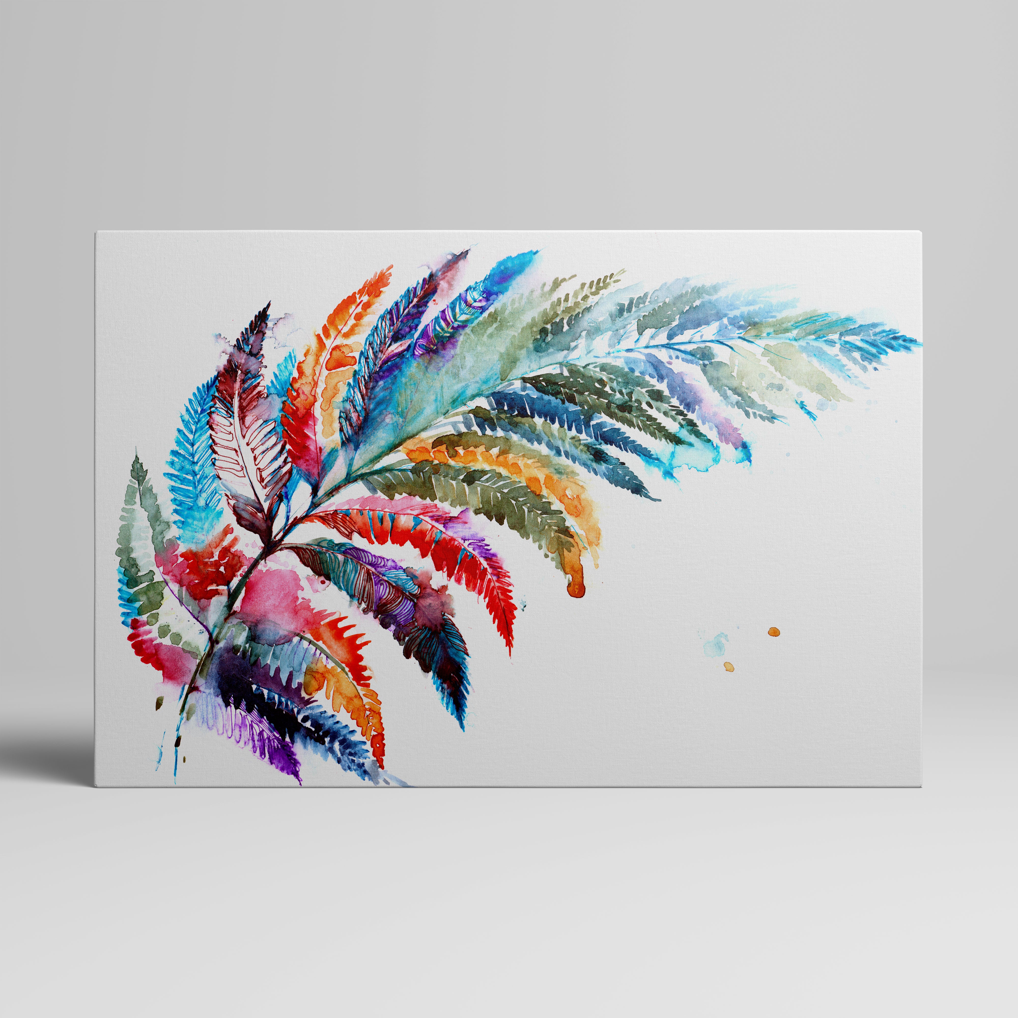 Foto obraz na płótnie - Akwarela, kolorowy liść paproci (kolorowy)