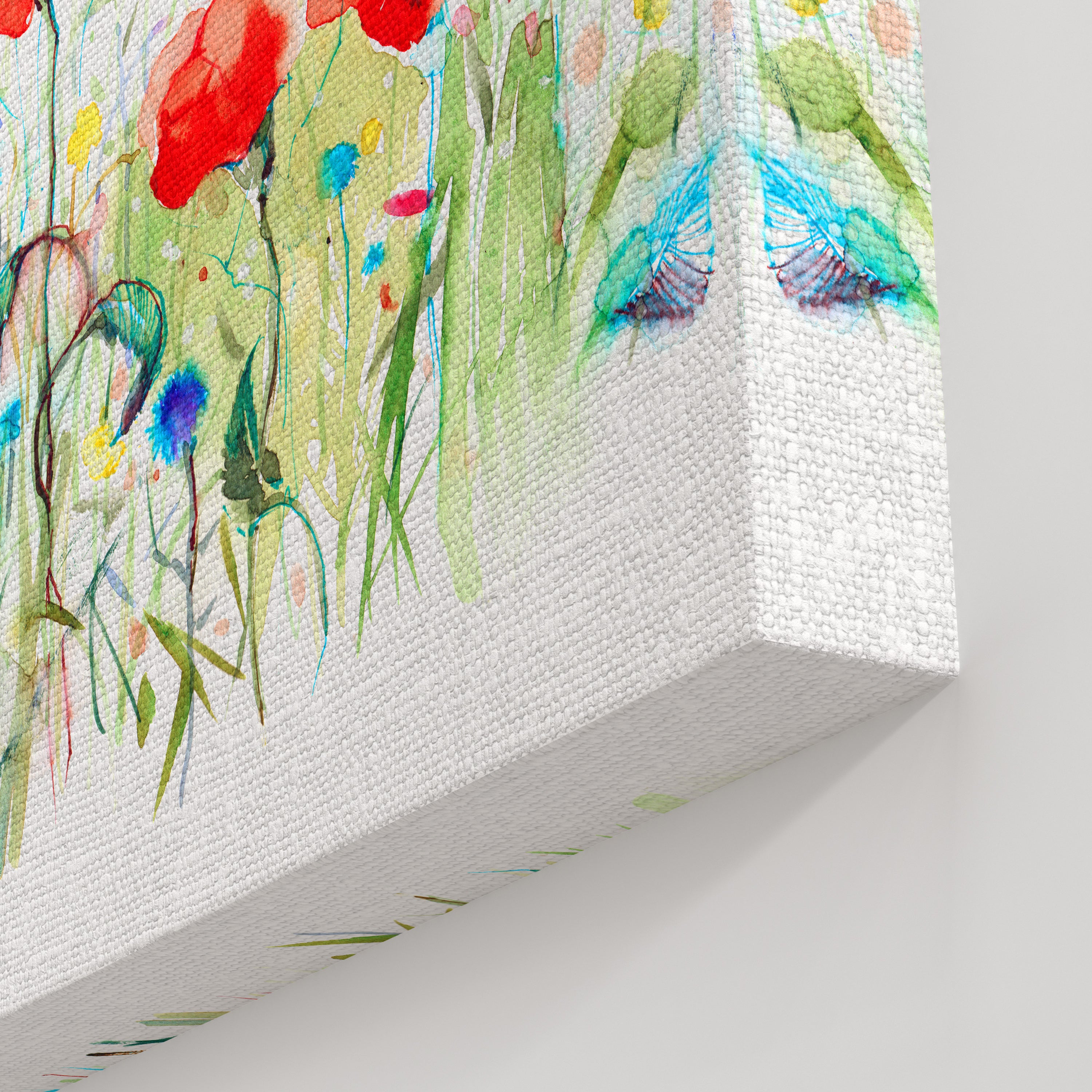 Foto obraz na płótnie - Akwarela, łąka z kwiatami (kolorowy)