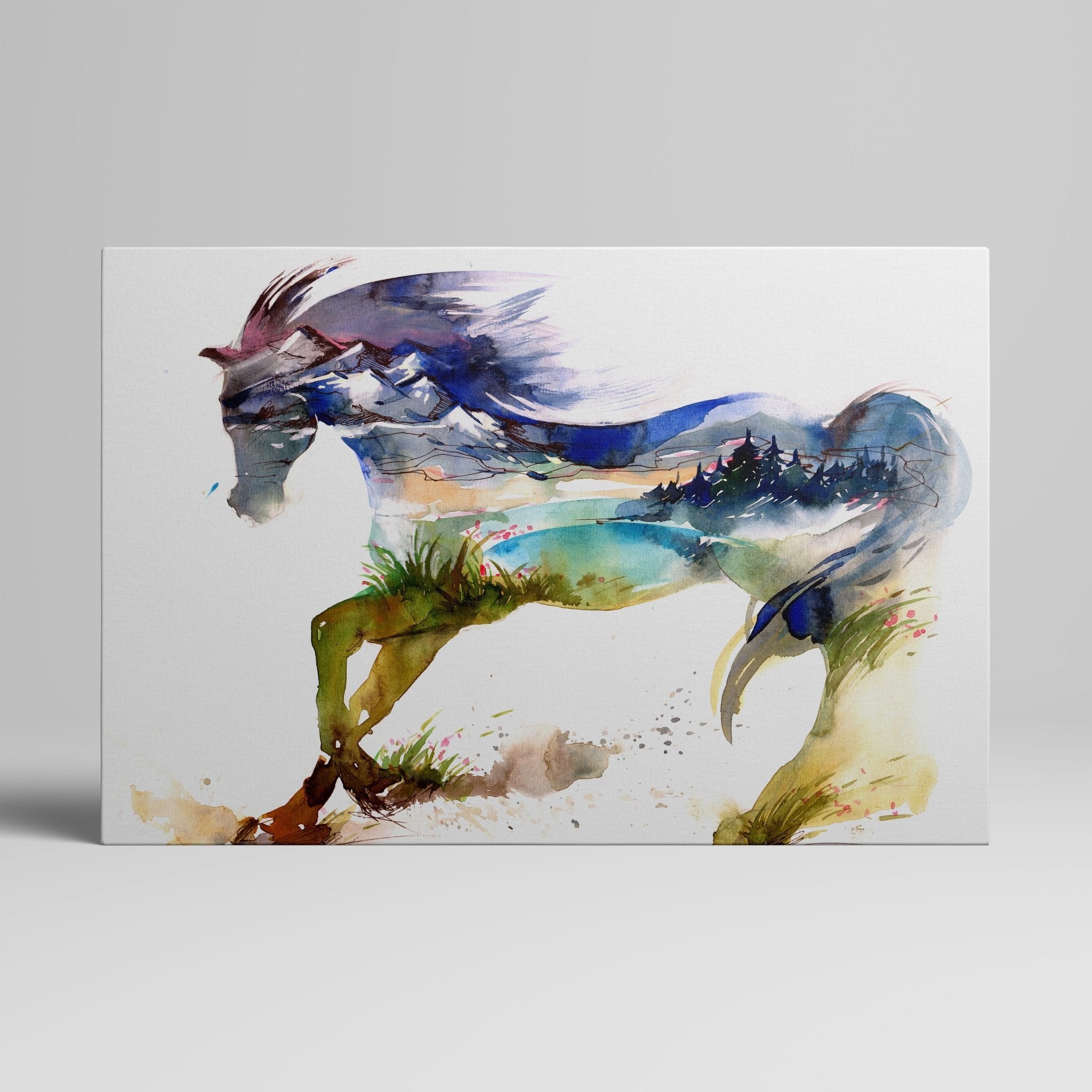 Foto obraz na płótnie - Akwarela, górski koń (kolorowy) - Gallart.pl