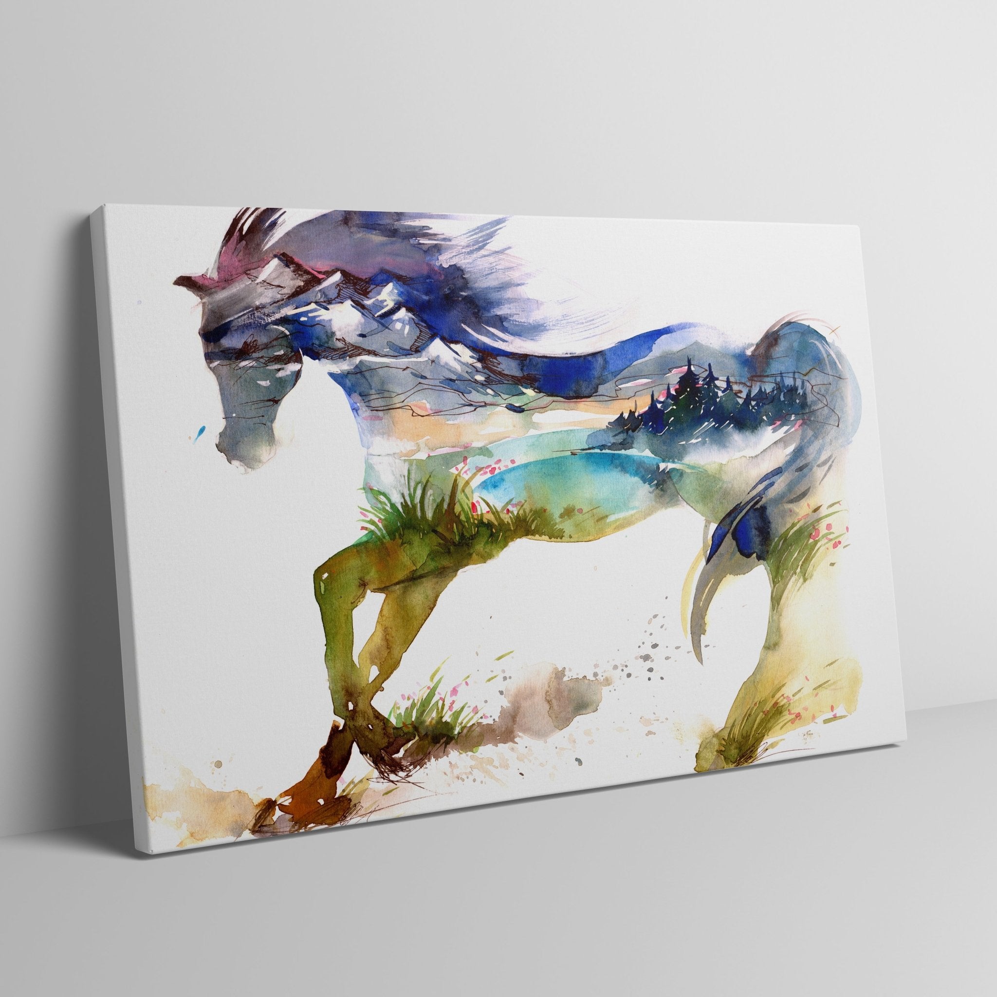 Foto obraz na płótnie - Akwarela, górski koń (kolorowy) - Gallart.pl