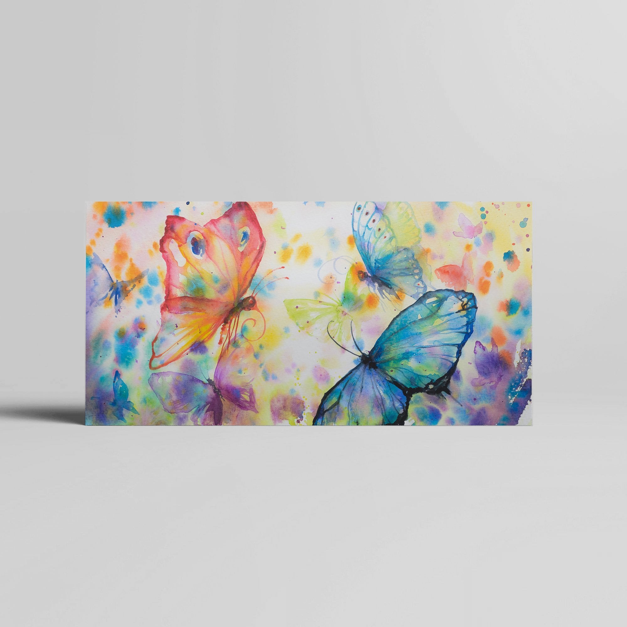 Foto obraz na płótnie - Akwarela, kolorowe motyle (kolorowy) - Gallart.pl