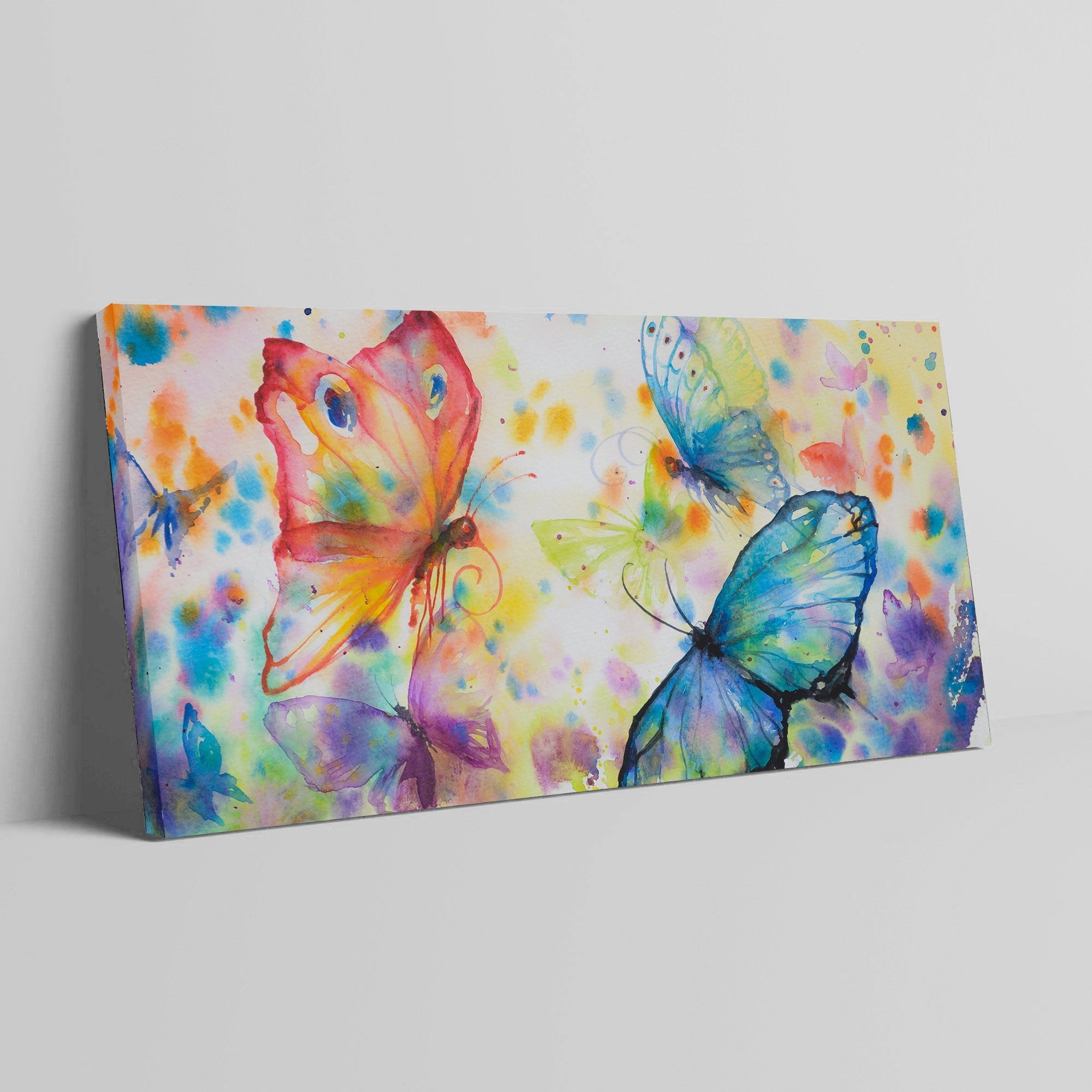 Foto obraz na płótnie - Akwarela, kolorowe motyle (kolorowy) - Gallart.pl