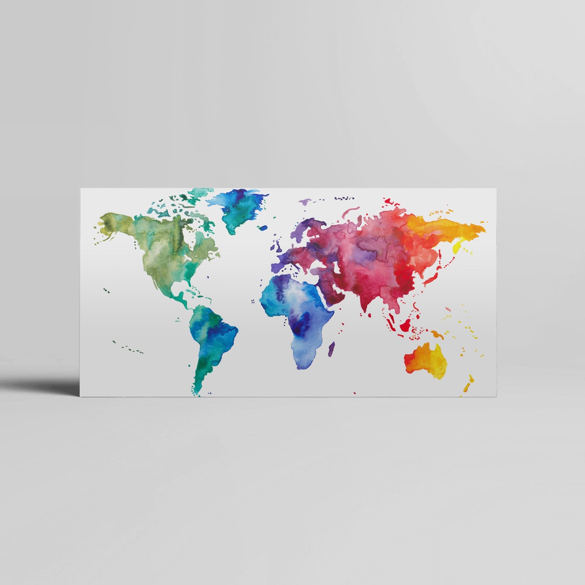 Foto obraz na płótnie - Akwarela, mapa świata (kolorowy) - Gallart.pl