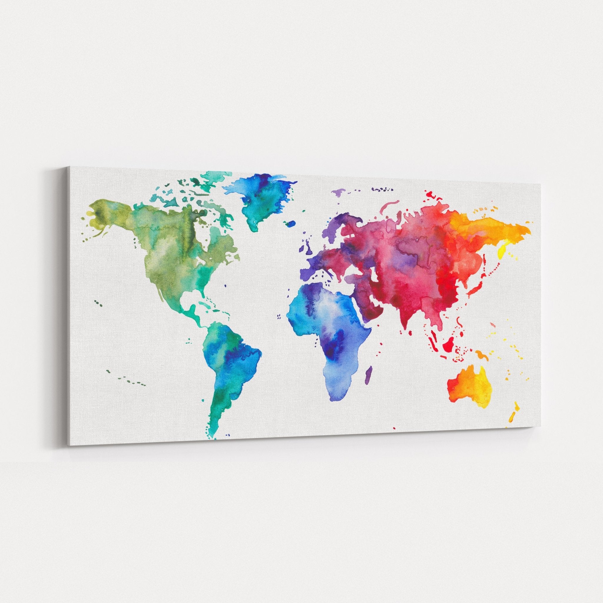 Foto obraz na płótnie - Akwarela, mapa świata (kolorowy) - Gallart.pl