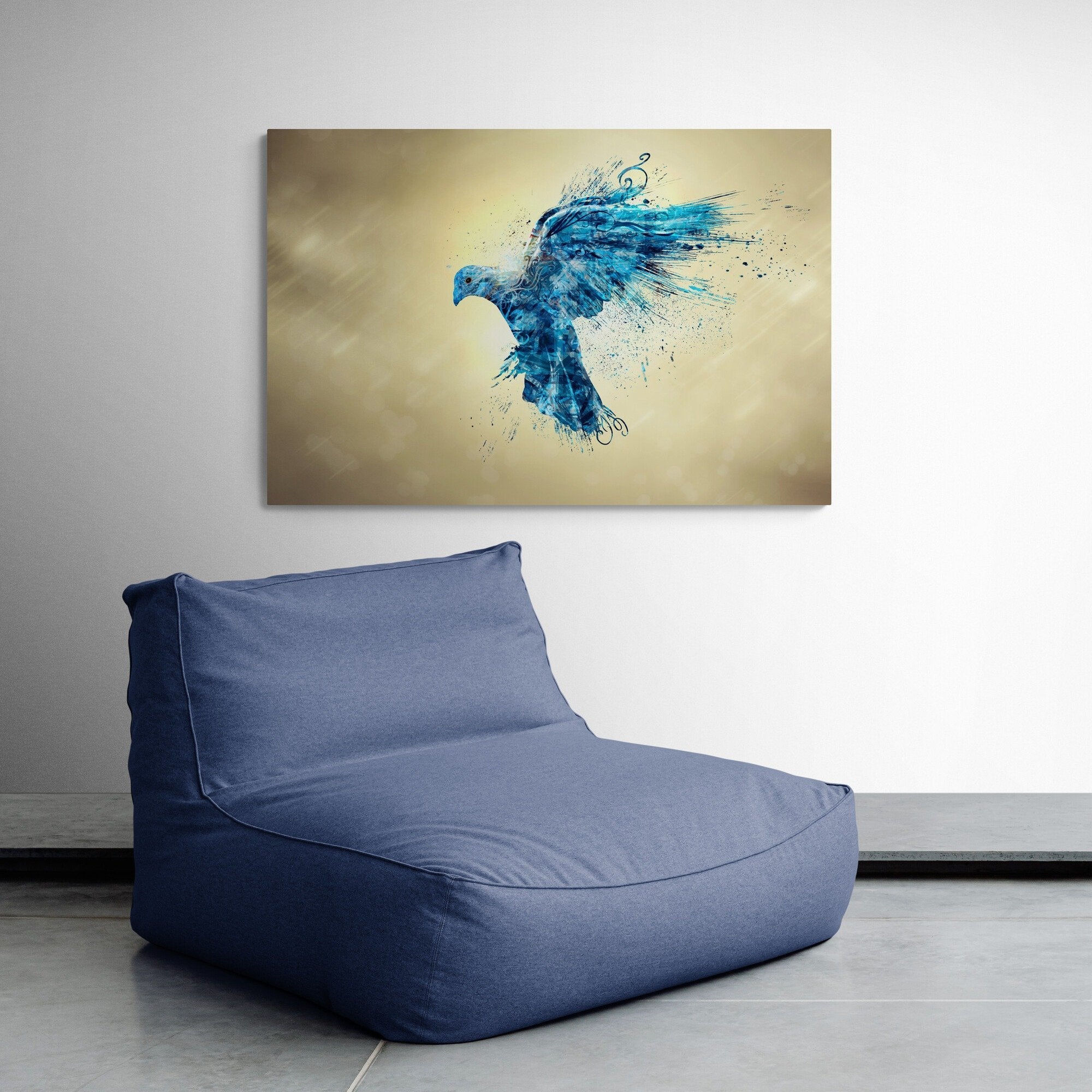 Foto obraz na płótnie - Grafika, niebieska gołębica (zwierzęta) - Gallart.pl