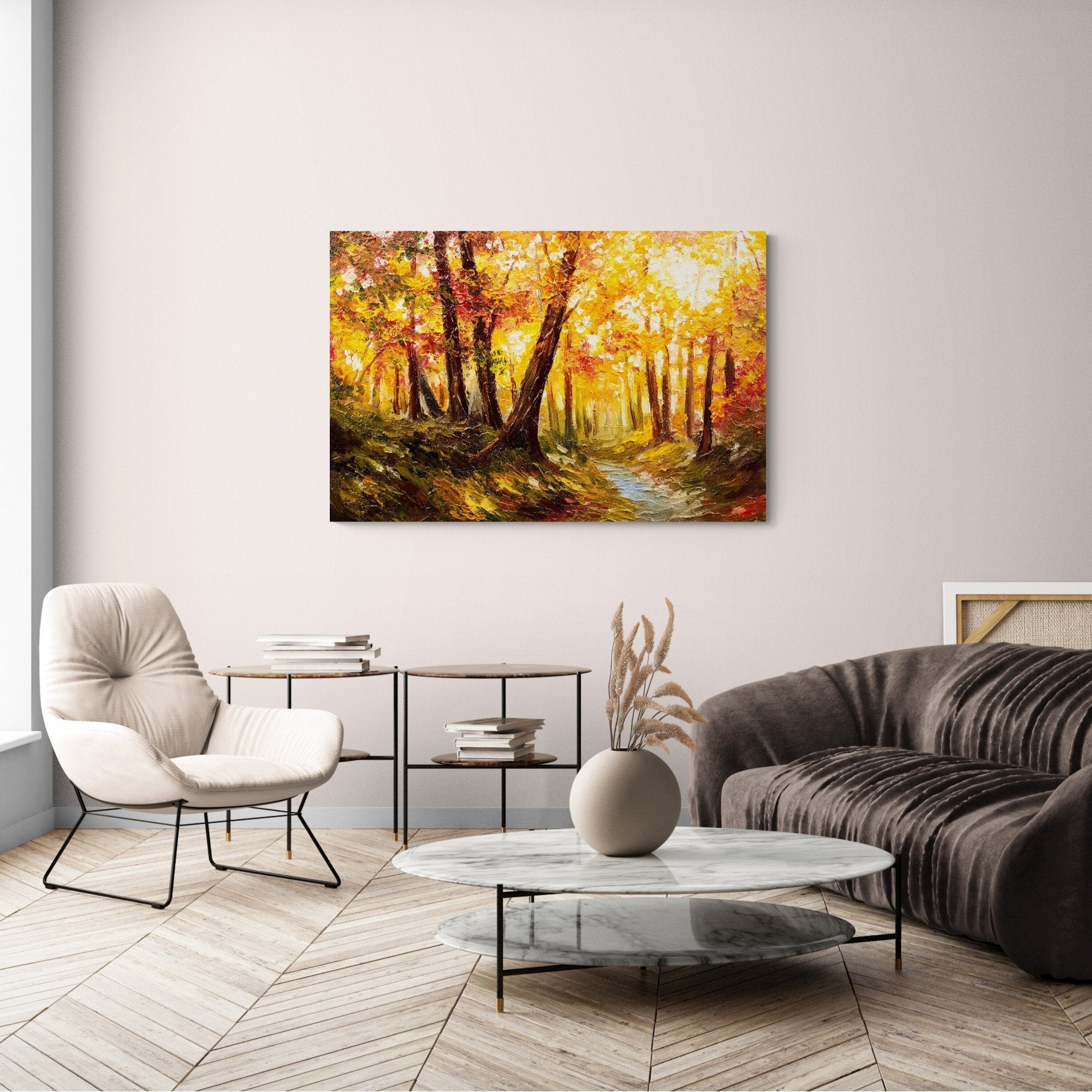 Foto obraz na płótnie - Malarstwo, las jesienią (widok) - Gallart.pl