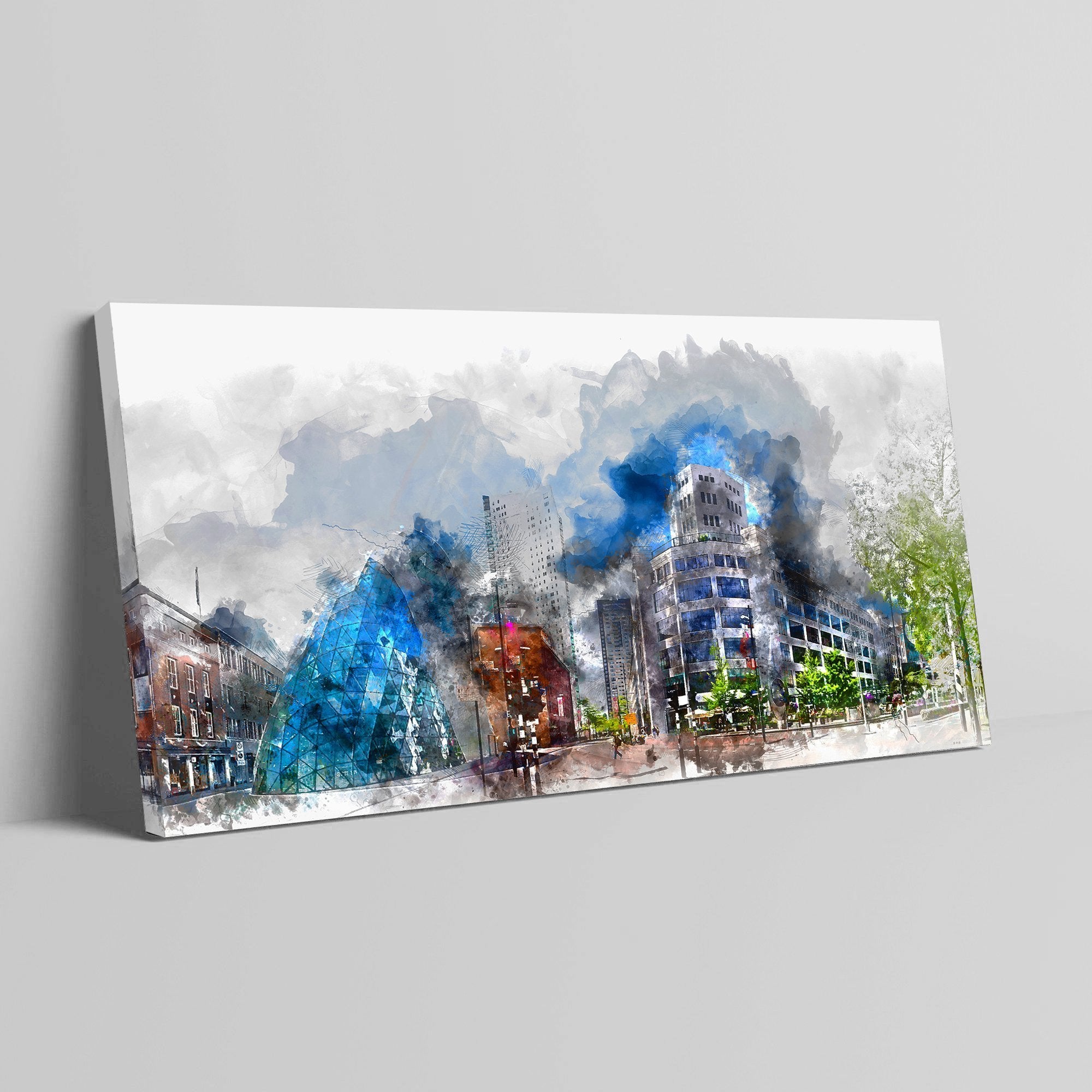 Foto obraz na płótnie - Malarstwo, panorama miasta (kolorowy) - Gallart.pl