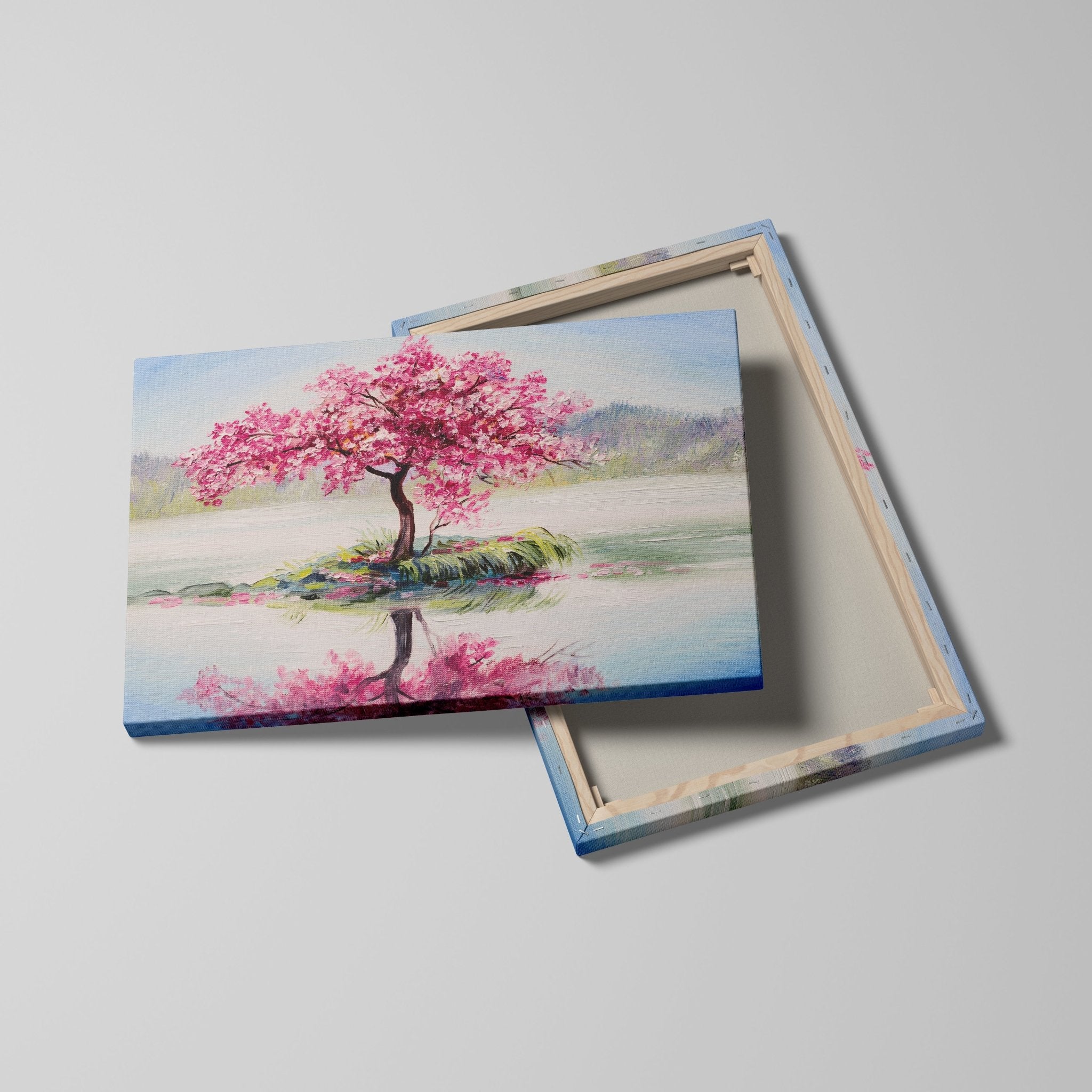 Foto obraz na płótnie - Malarstwo, różowe drzewo (kolorowy) - Gallart.pl