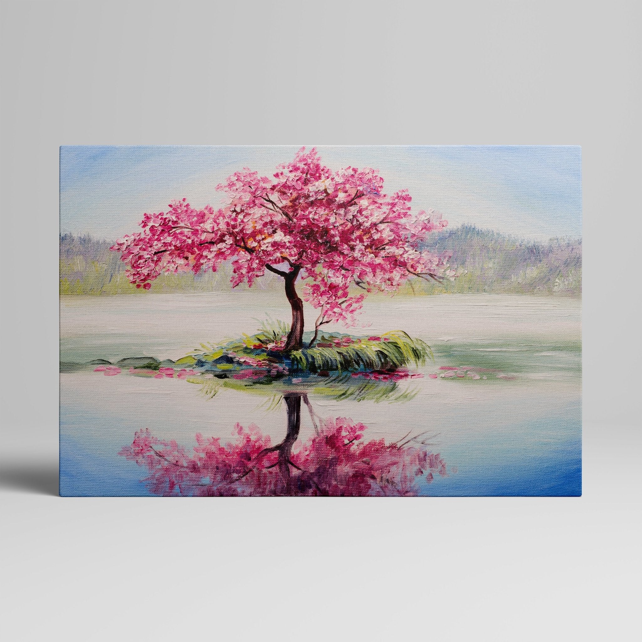 Foto obraz na płótnie - Malarstwo, różowe drzewo (kolorowy) - Gallart.pl