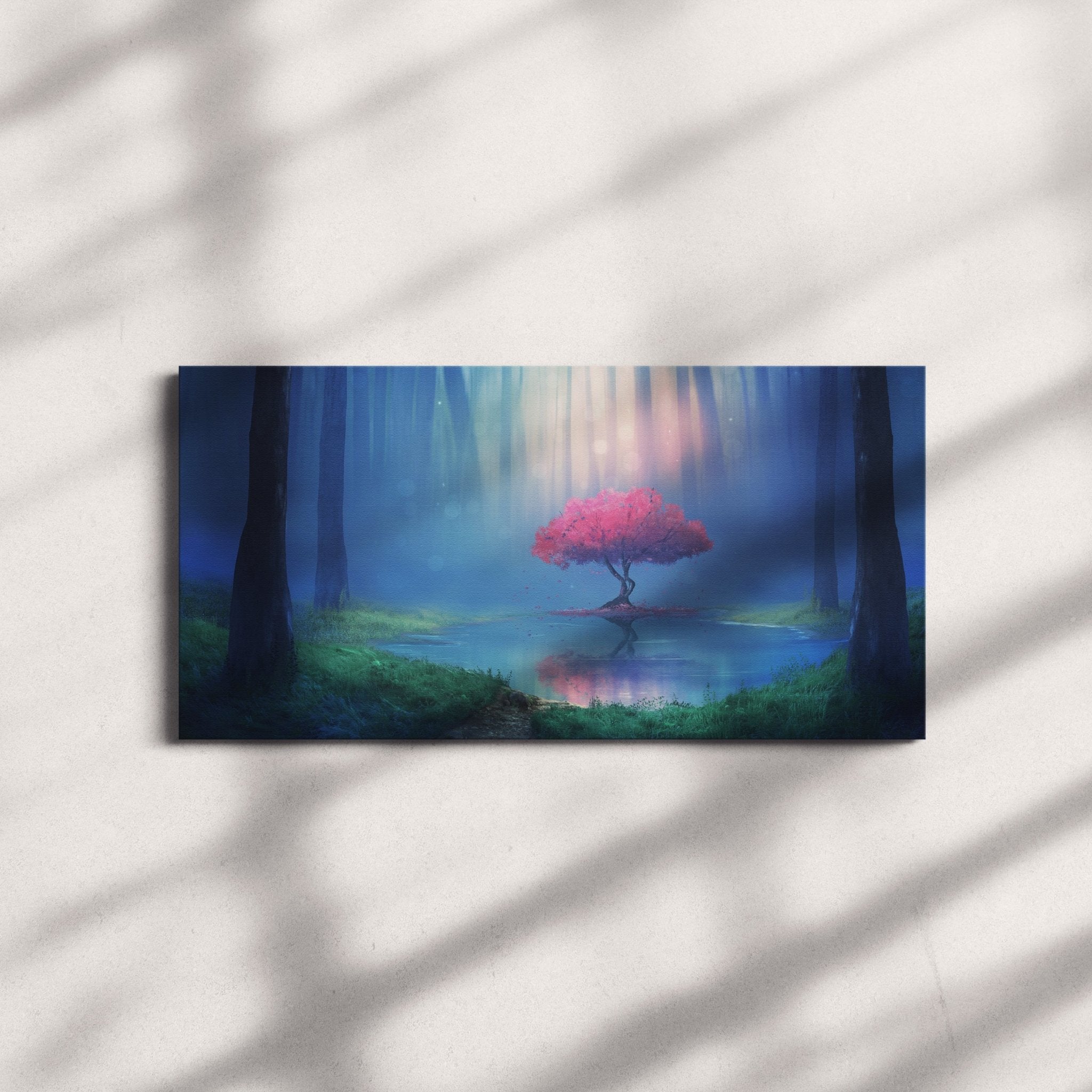 Foto obraz na płótnie - Widok, różowe drzewo (kolorowy) - Gallart.pl