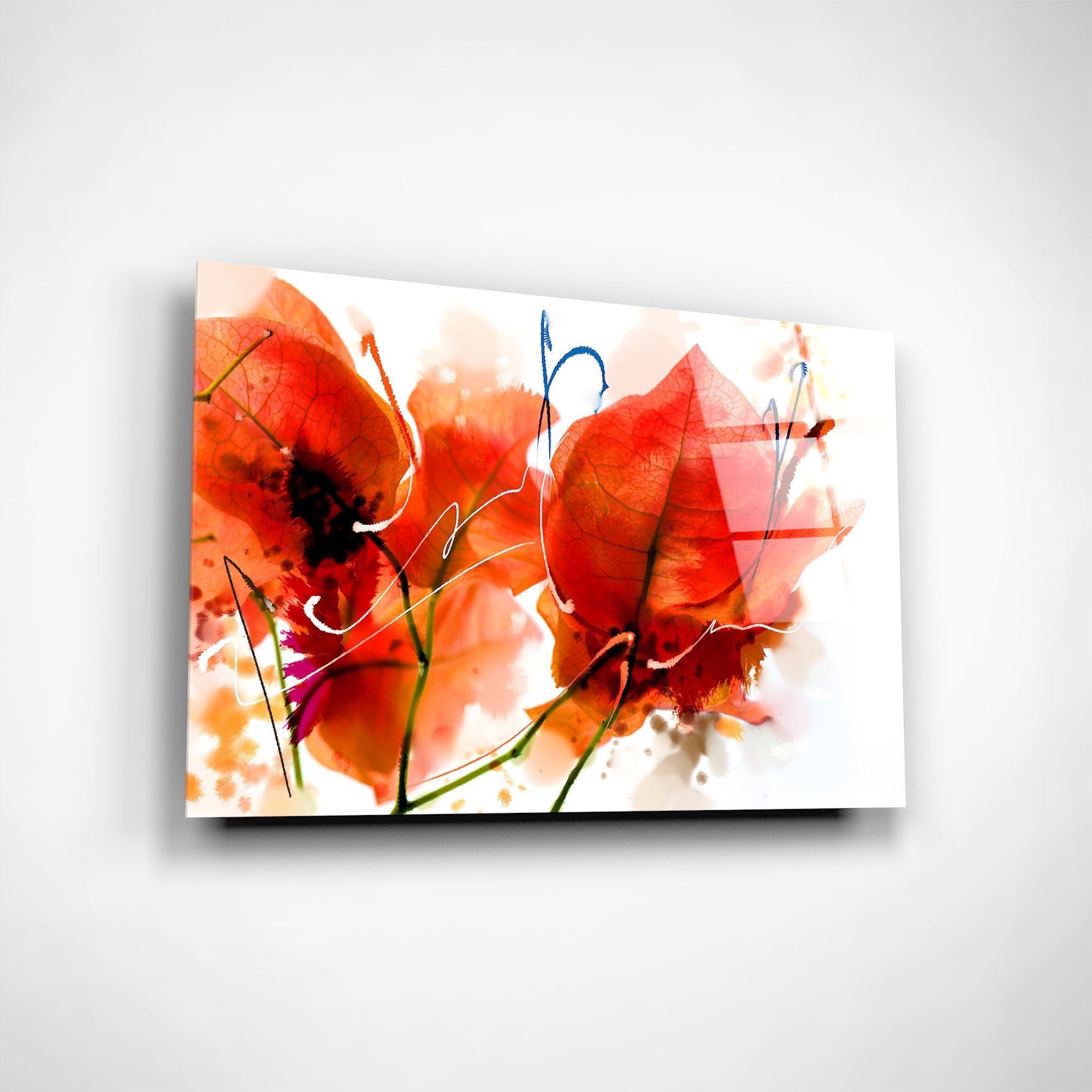 Foto obraz na szkle - Abstrakcja, czerwone kwiaty (czerwony) - Gallart.pl