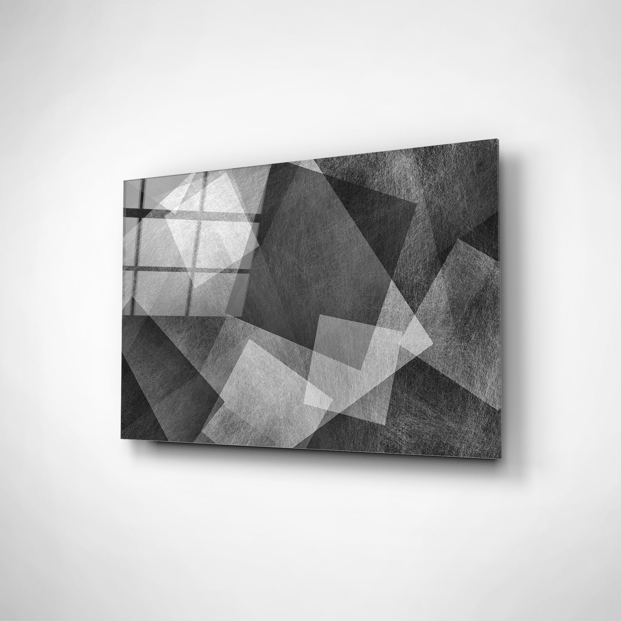 Foto obraz na szkle - Abstrakcja, kwadraty na kwadratach (czarno-biały) - Gallart.pl