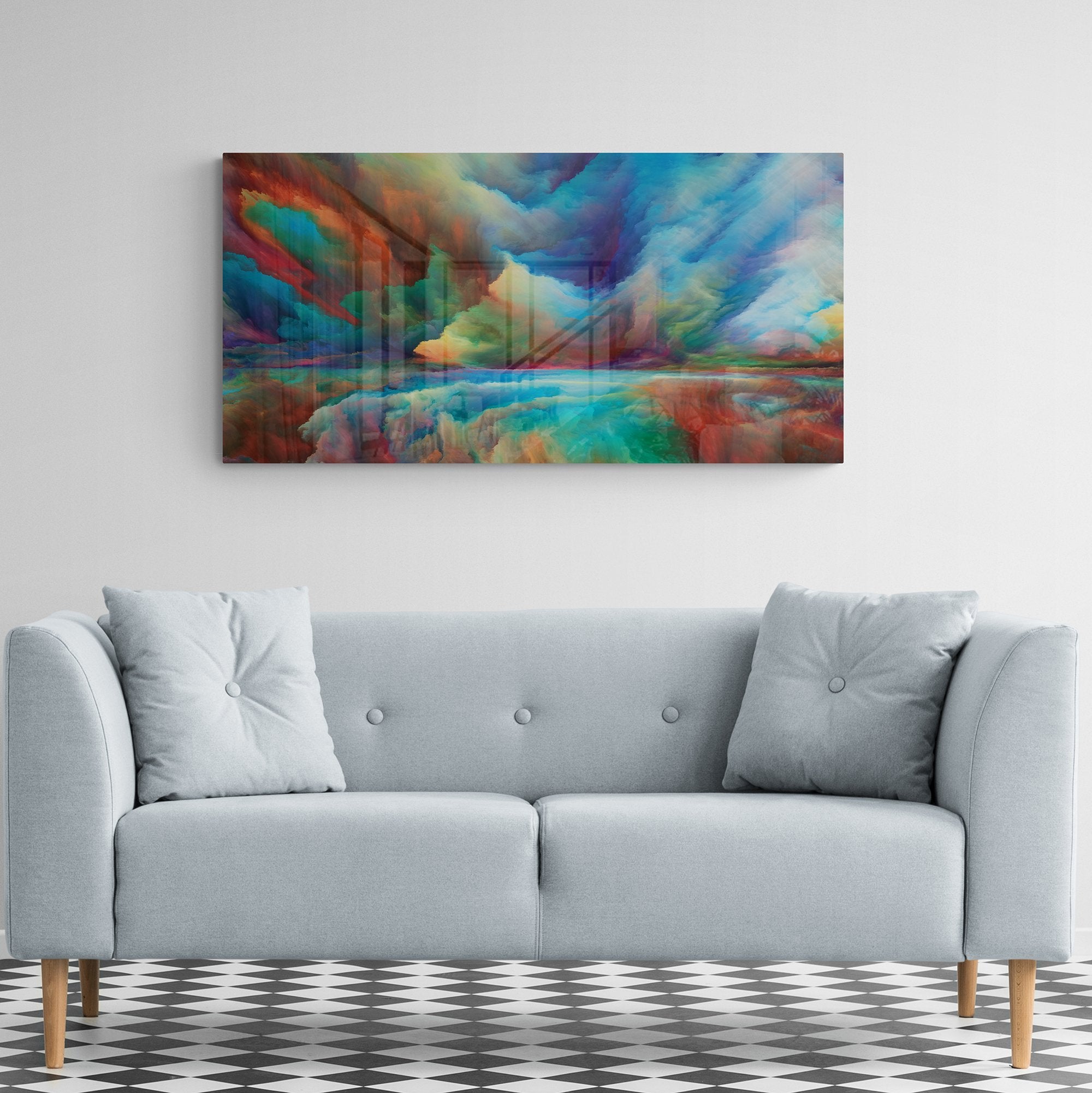 Foto obraz na szkle - Abstrakcja, plejada barwnych chmur (kolorowy) - Gallart.pl