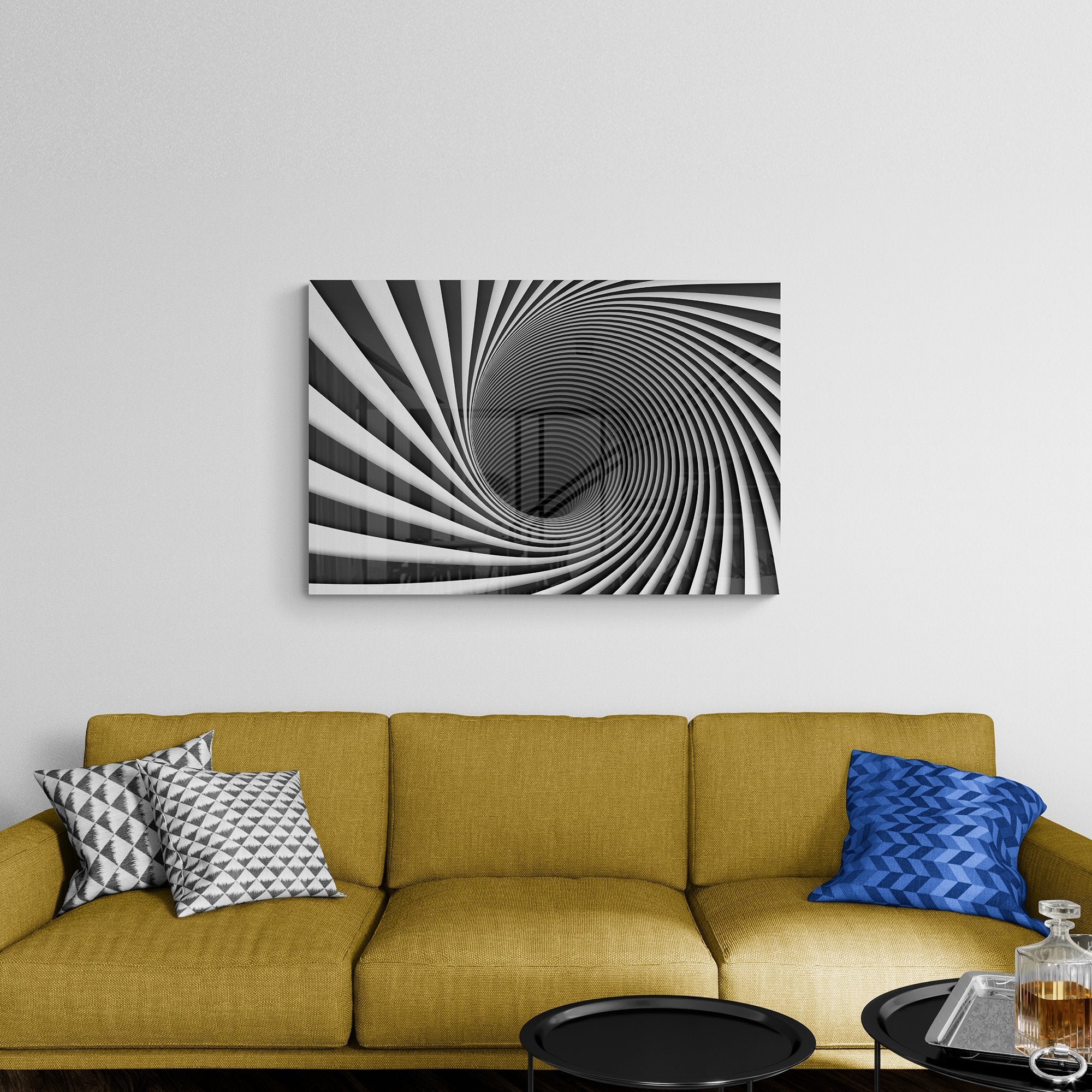 Foto obraz na szkle - Abstrakcja, tunel i spirala (czarno-biały) - Gallart.pl