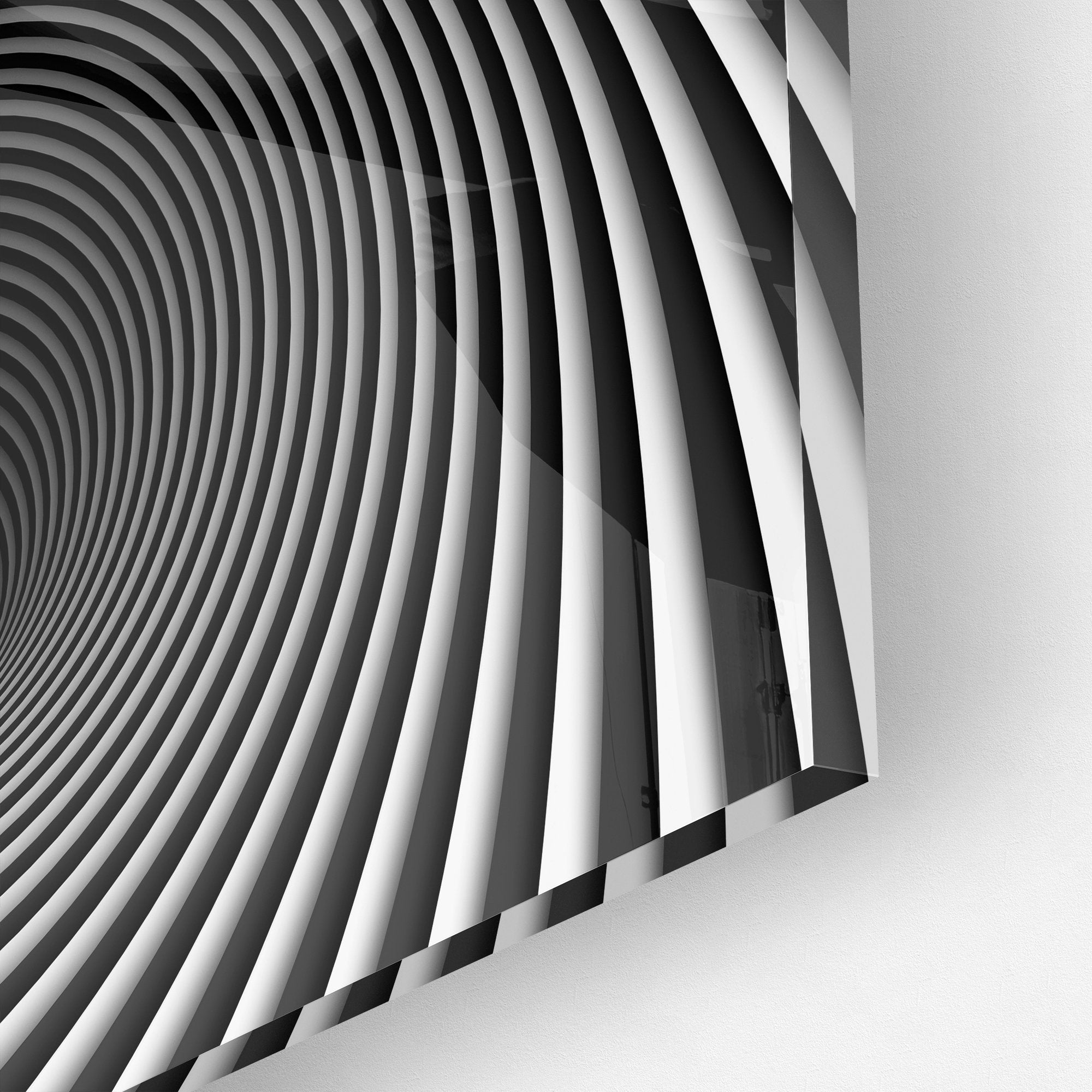 Foto obraz na szkle - Abstrakcja, tunel i spirala (czarno-biały) - Gallart.pl