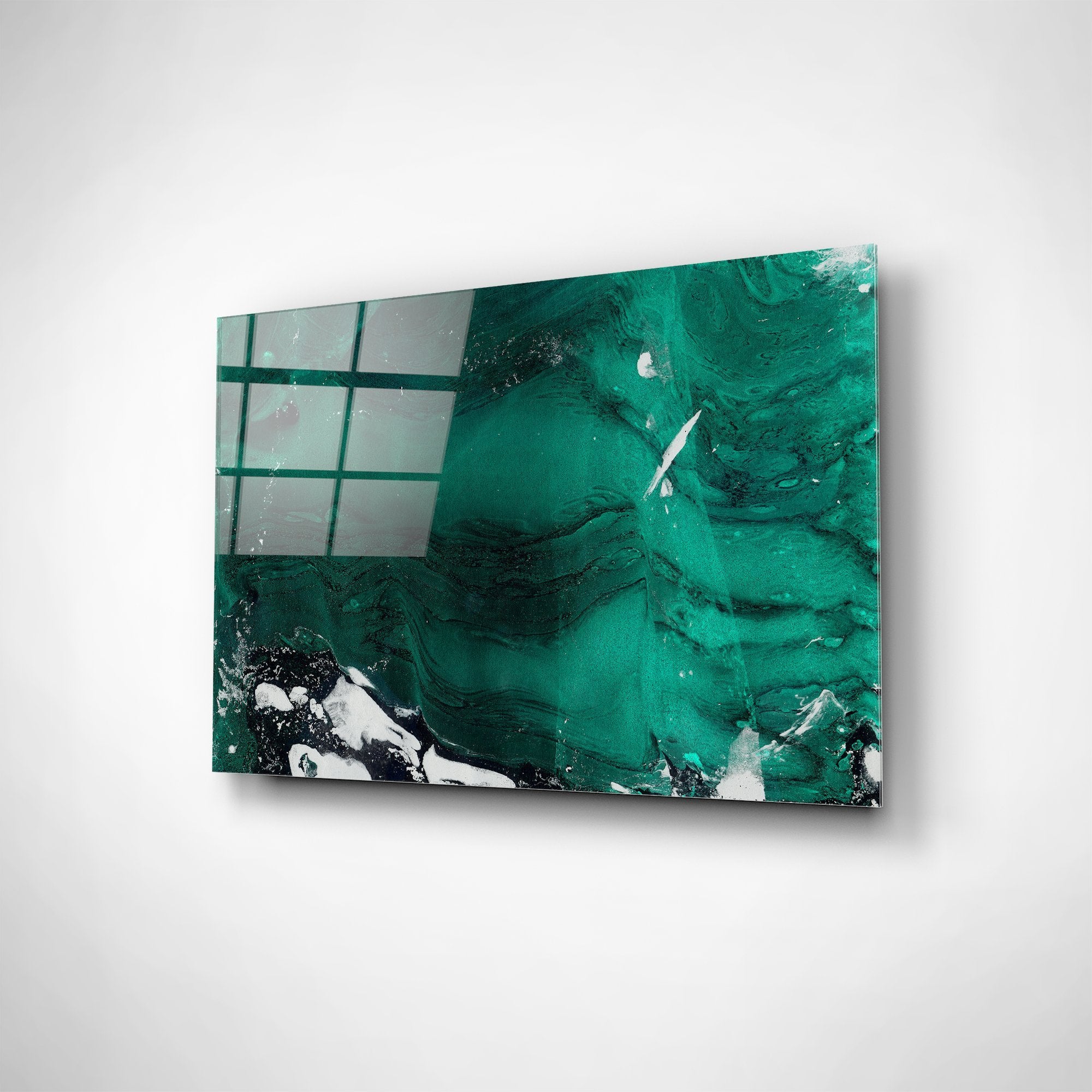 Foto obraz na szkle - Abstrakcja, zanurzenie w zieleni (kolorowy) - Gallart.pl