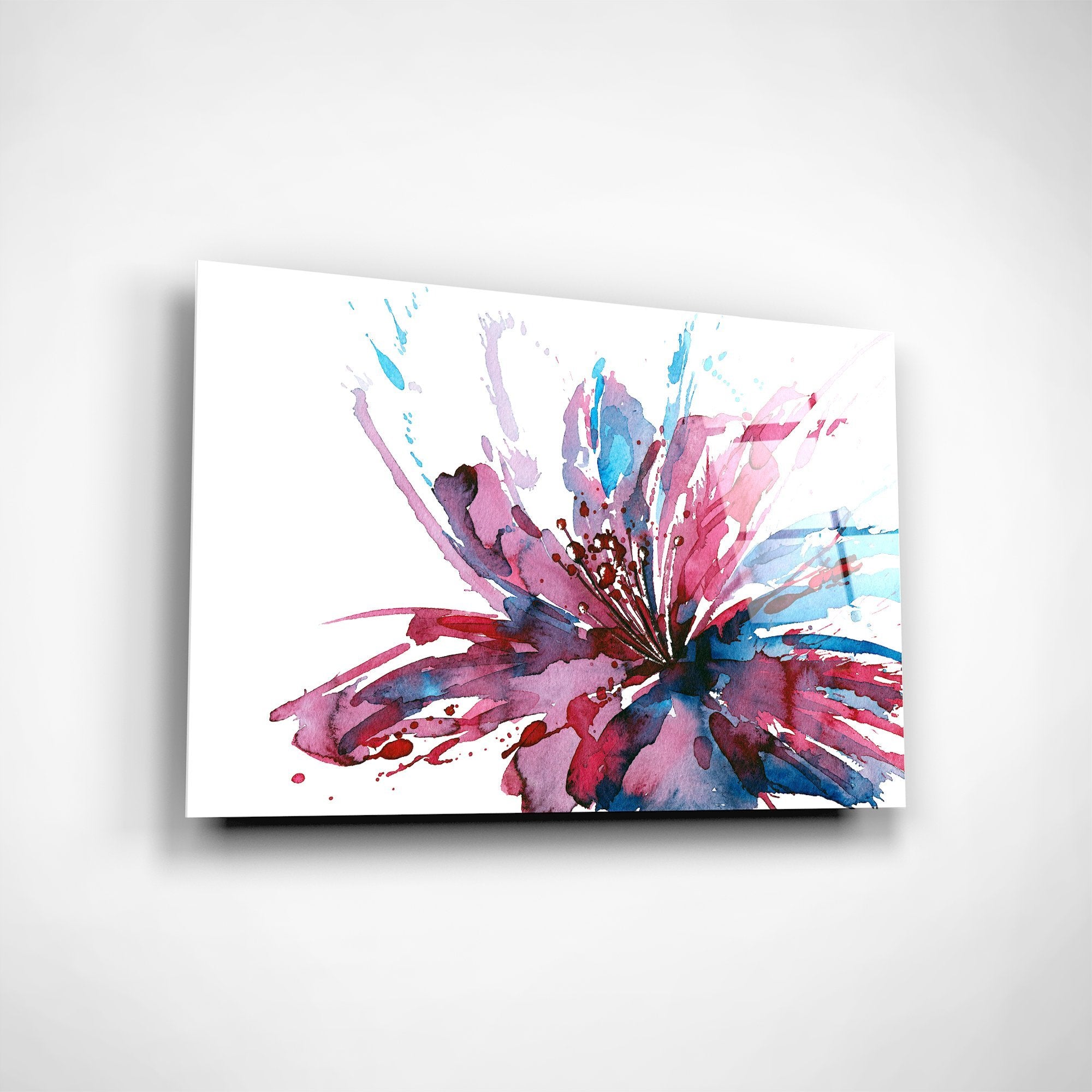 Foto obraz na szkle - Akwarela, bordowy kwiat (kolorowy) - Gallart.pl