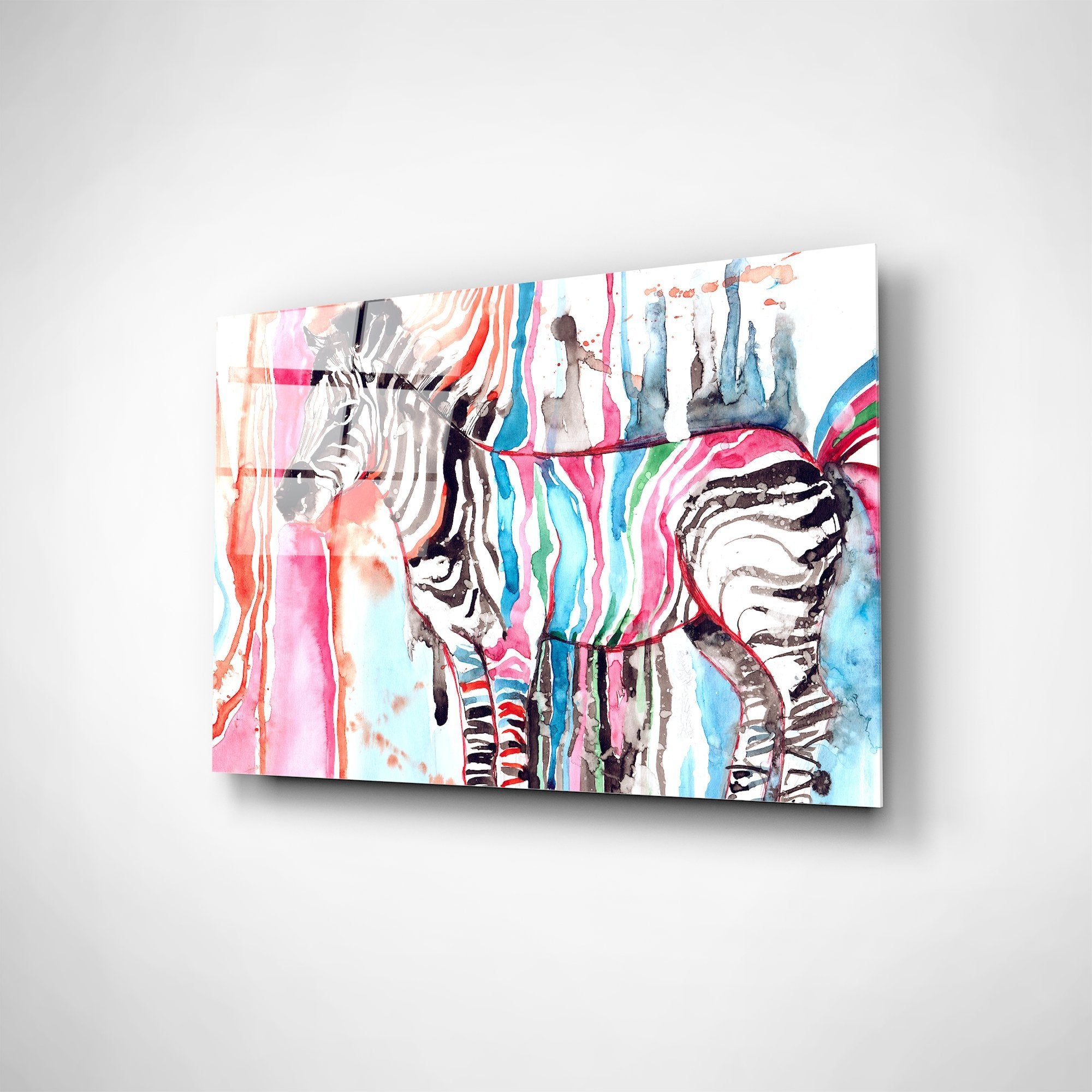 Foto obraz na szkle - Akwarela, kolorowa zebra (kolorowy) - Gallart.pl