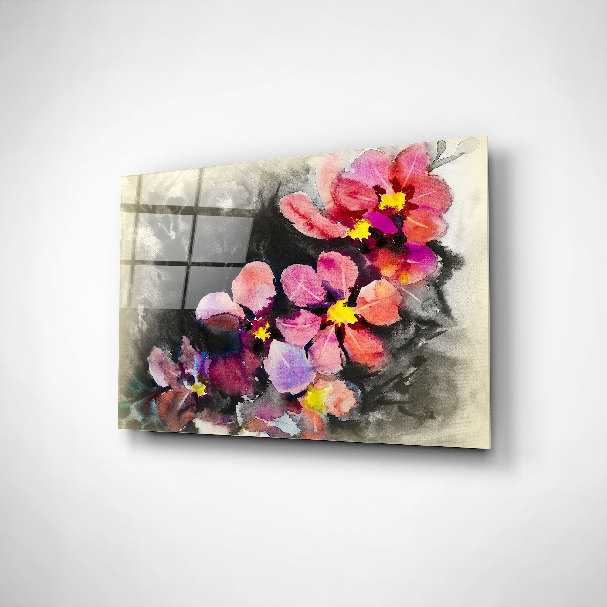 Foto obraz na szkle - Akwarela, kwiatowa melancholia (stonowany) - Gallart.pl