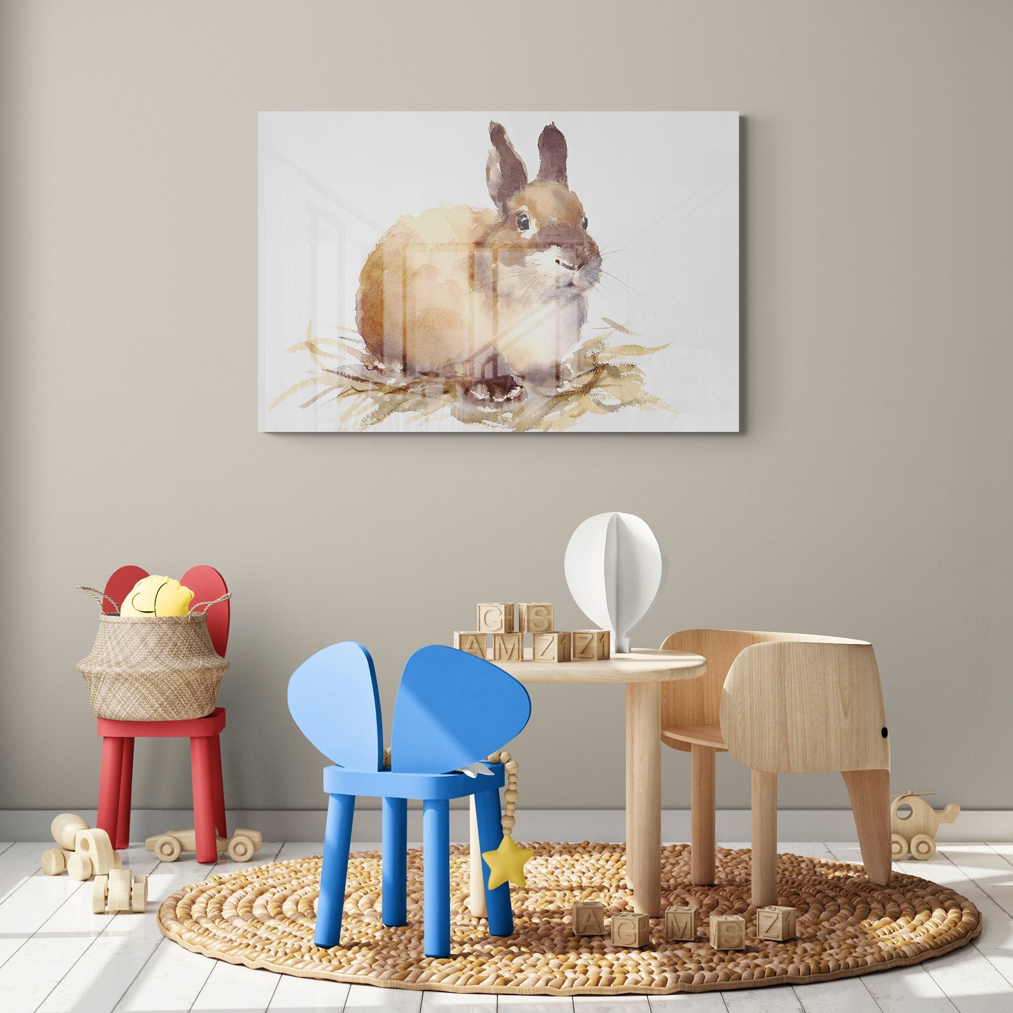 Foto obraz na szkle - Akwarela, mały królik (zwierzęta) - Gallart.pl