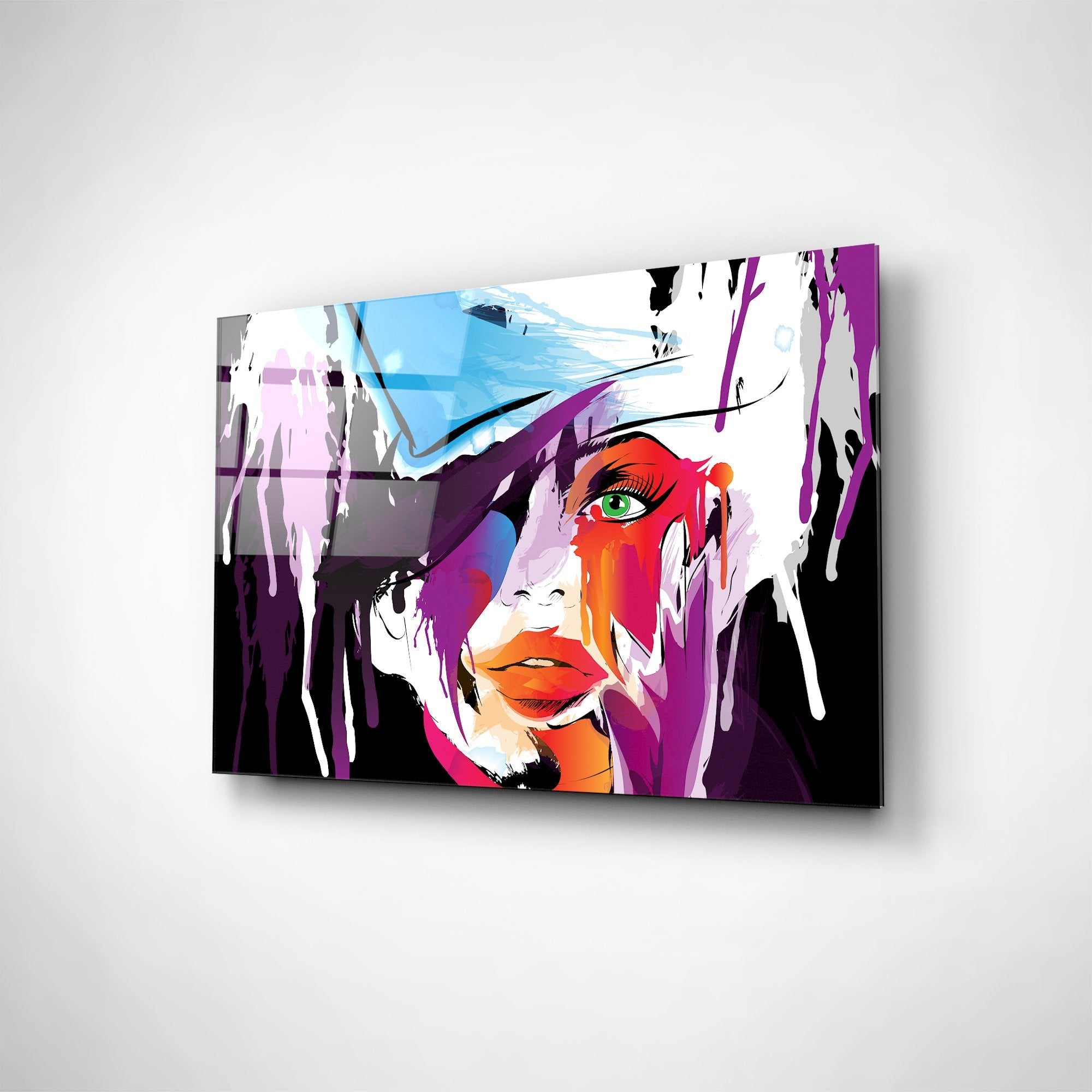 Foto obraz na szkle - Grafika, kobieta w kolorach (abstrakcyjny) - Gallart.pl