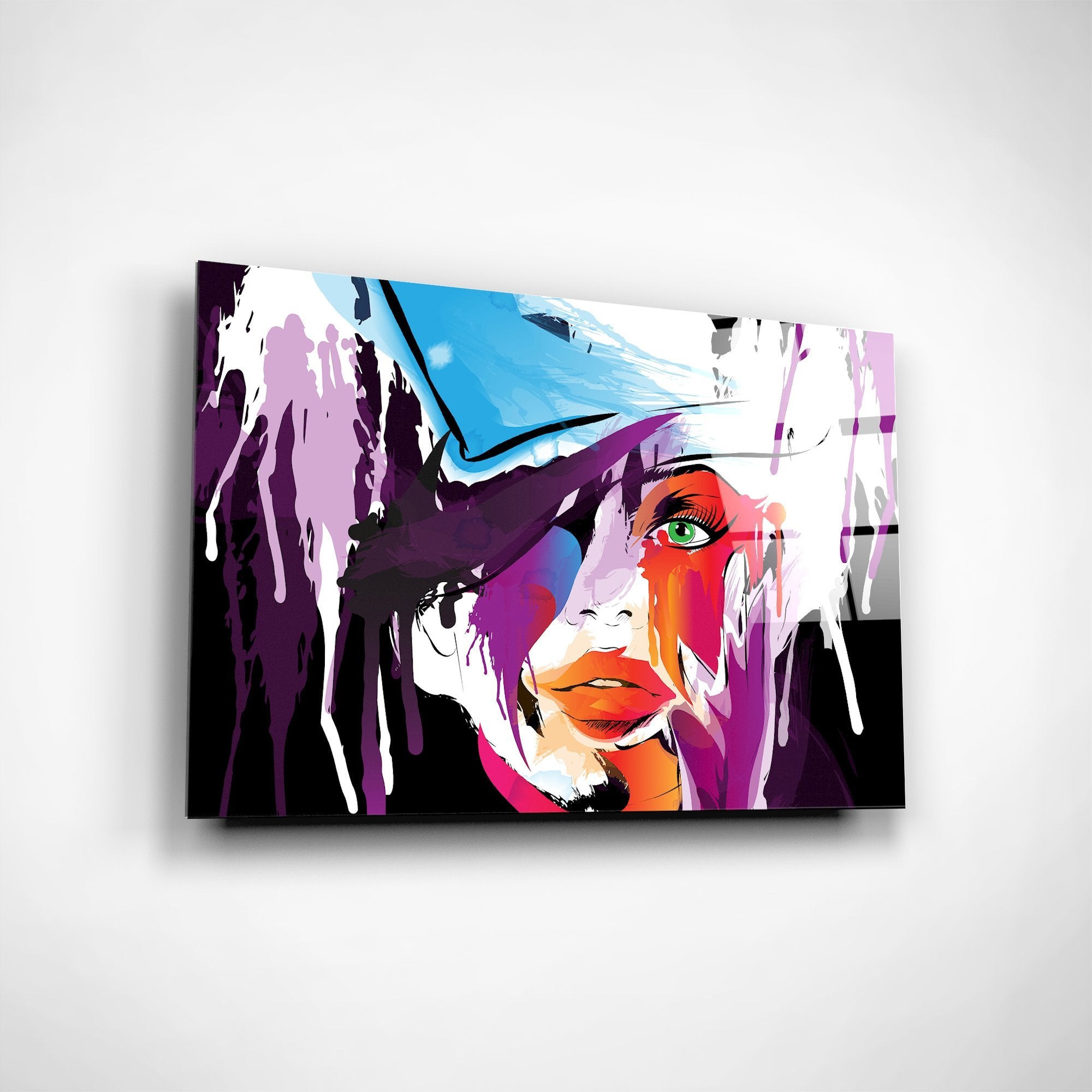 Foto obraz na szkle - Grafika, kobieta w kolorach (abstrakcyjny) - Gallart.pl