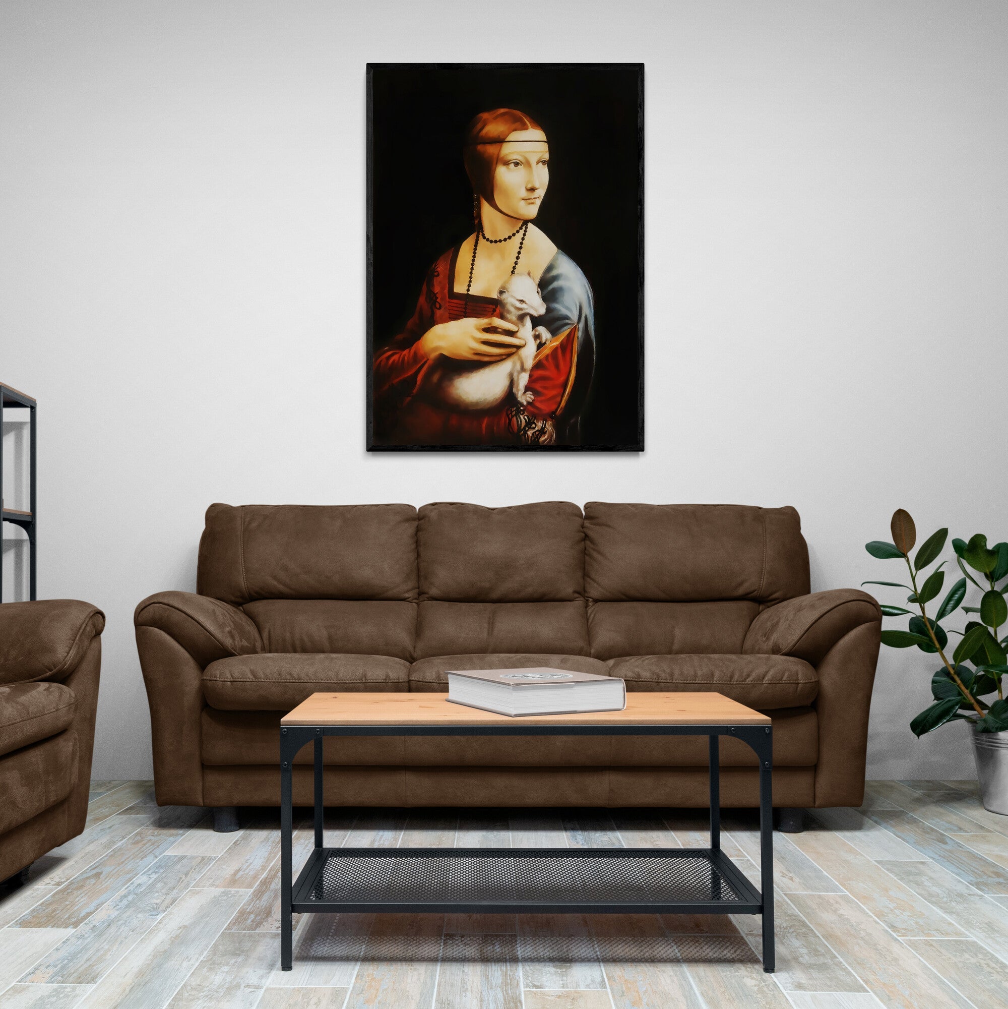 Foto obraz w ramie - Dama z łasiczką (Leonardo da Vinci) - Gallart.pl
