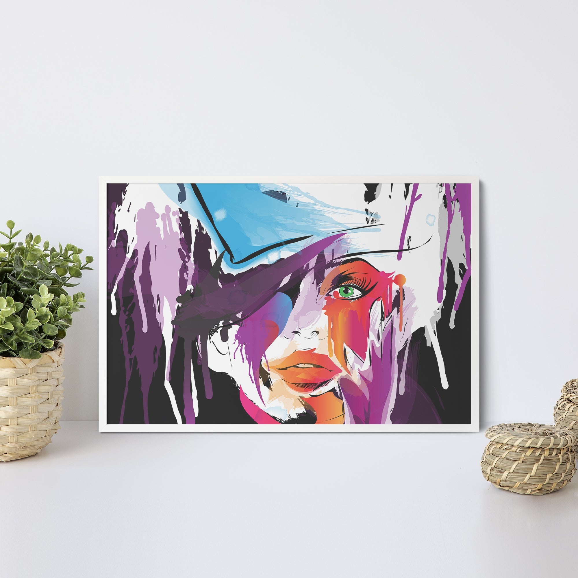 Foto obraz w ramie - Grafika, kobieta w kolorach (abstrakcyjny) - Gallart.pl