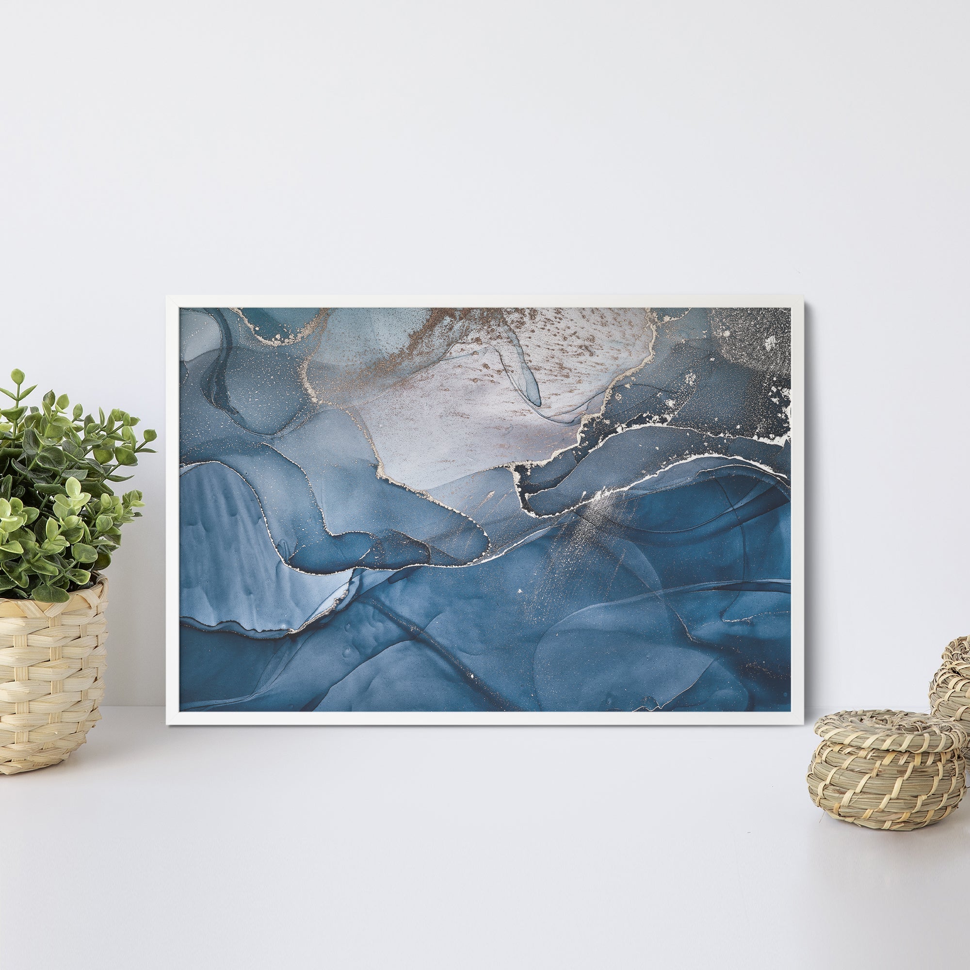 Foto obraz w ramie - Koncept, abstrakcyjny kobalt (elegancki) - Gallart.pl