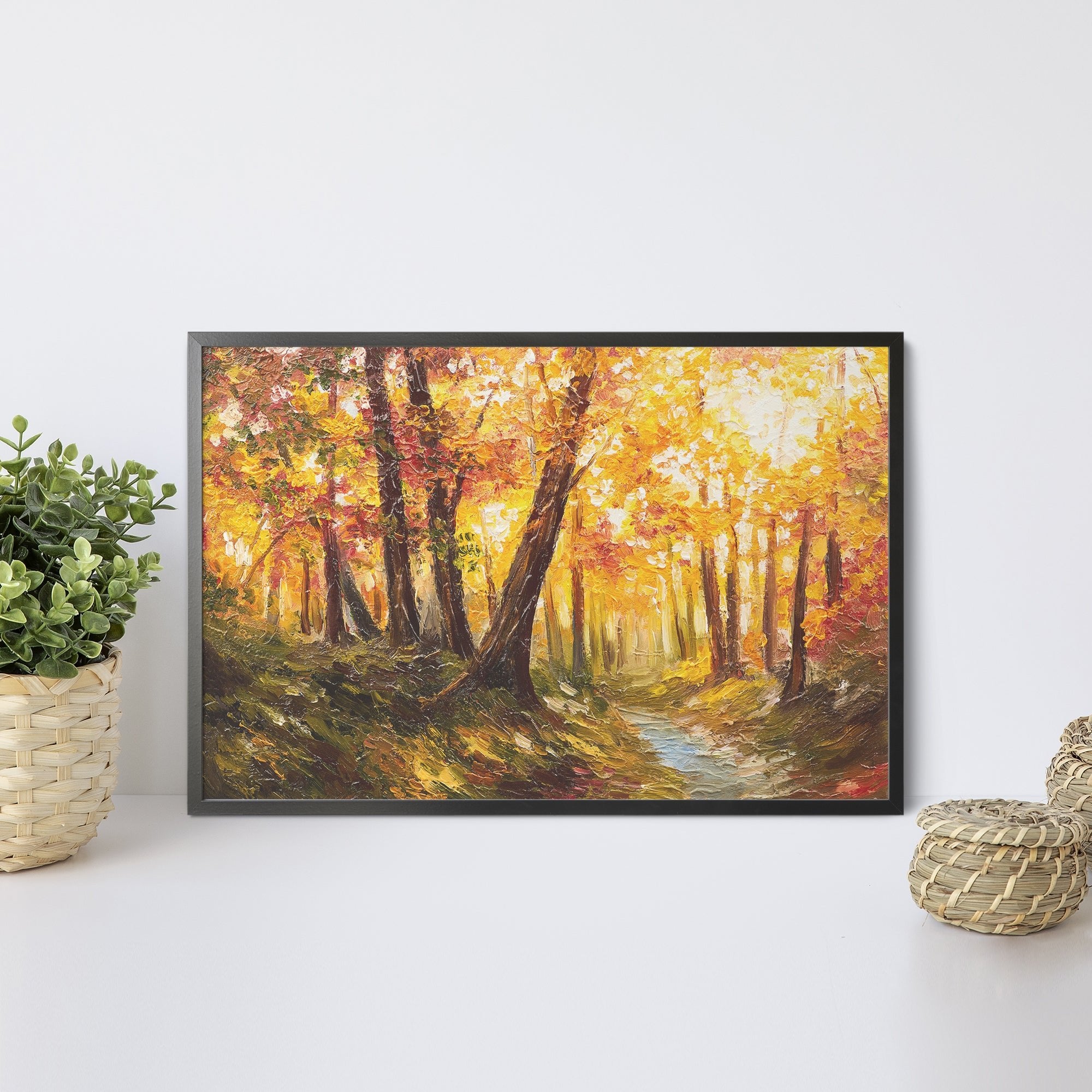 Foto obraz w ramie - Malarstwo, las jesienią (widok) - Gallart.pl