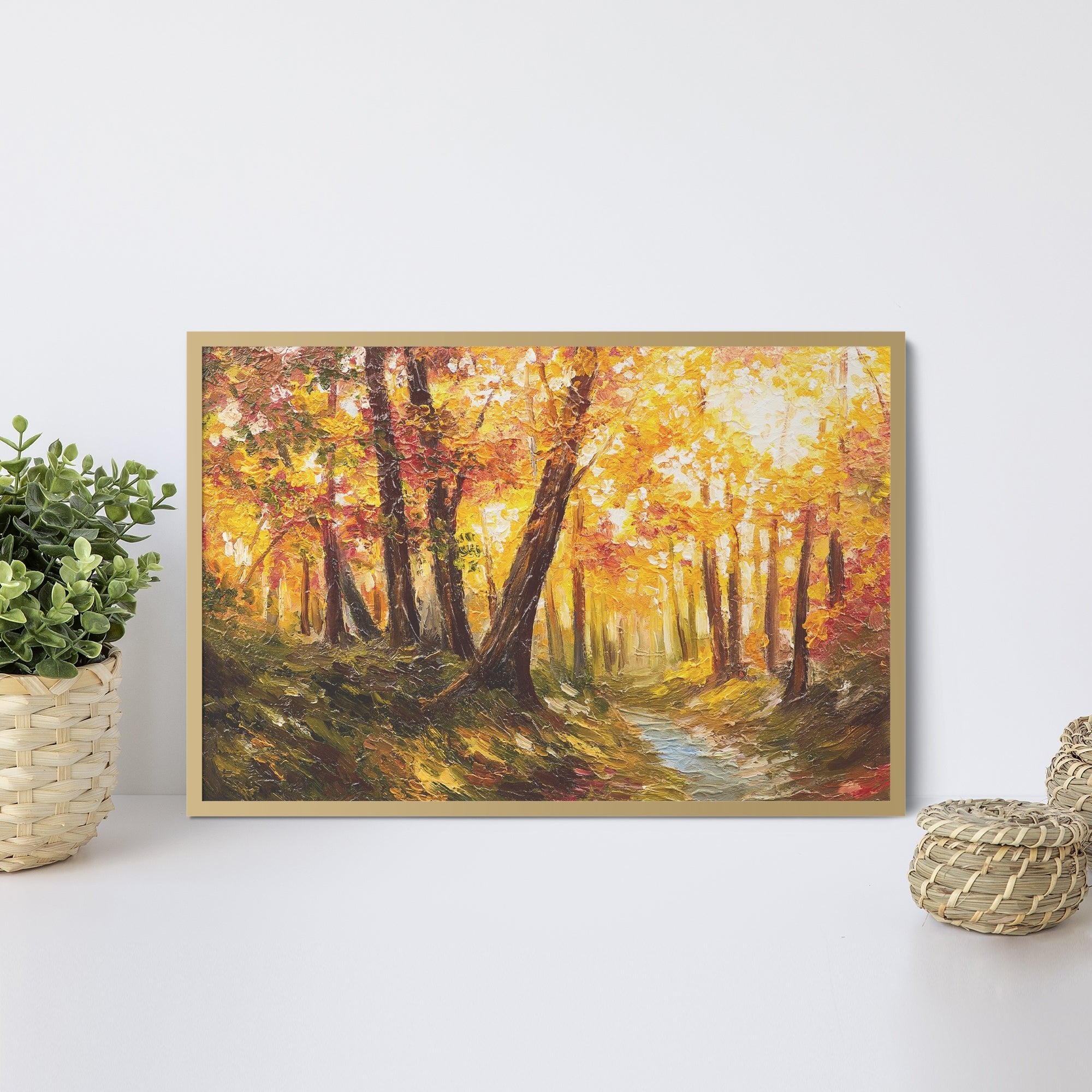 Foto obraz w ramie - Malarstwo, las jesienią (widok) - Gallart.pl