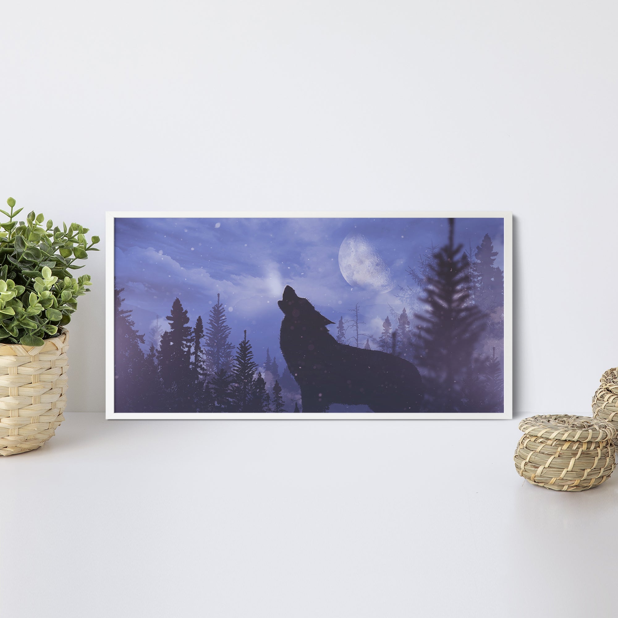 Foto obraz w ramie - Widok, wilk w lesie (zwierzęta) - Gallart.pl