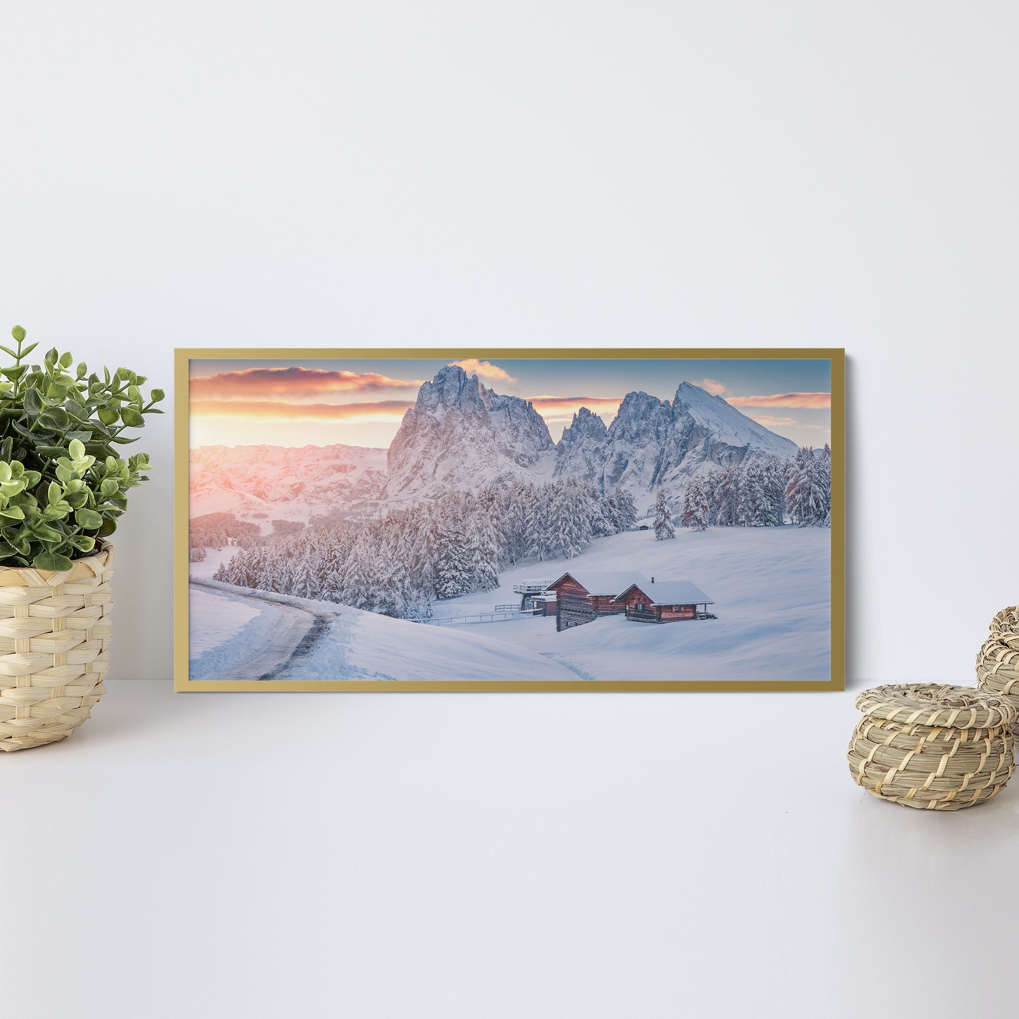 Foto obraz w ramie - Widok, zaśnieżone góry (krajobraz) - Gallart.pl