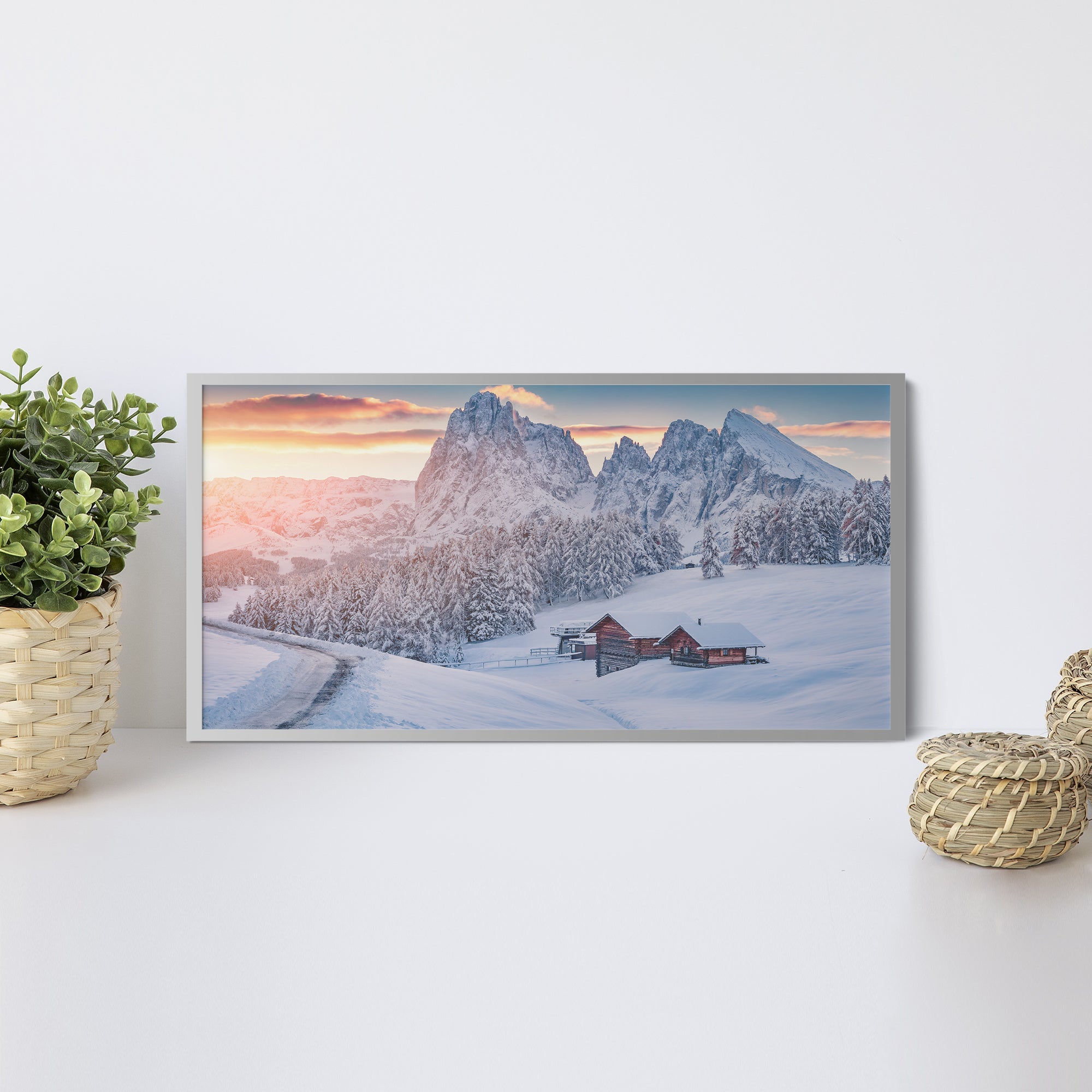 Foto obraz w ramie - Widok, zaśnieżone góry (krajobraz) - Gallart.pl