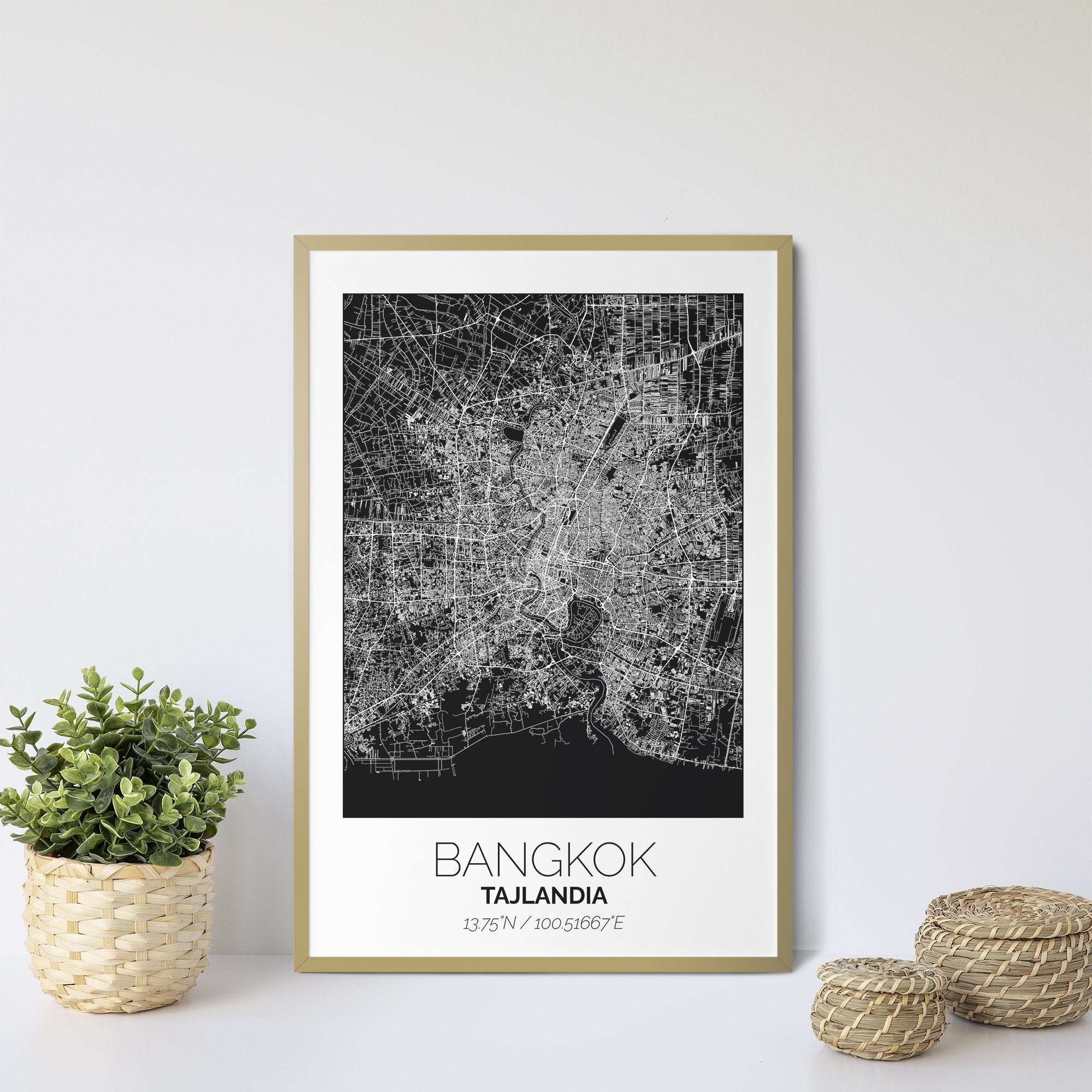 Mapa Miasta Bangkok W Ramie (Biało-Czarna) - Gallart.pl