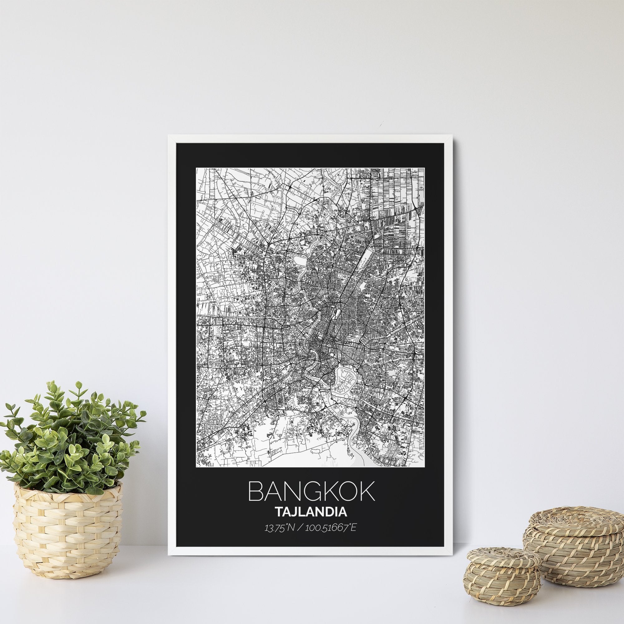 Mapa Miasta Bangkok W Ramie (Czarno-Biała) - Gallart.pl