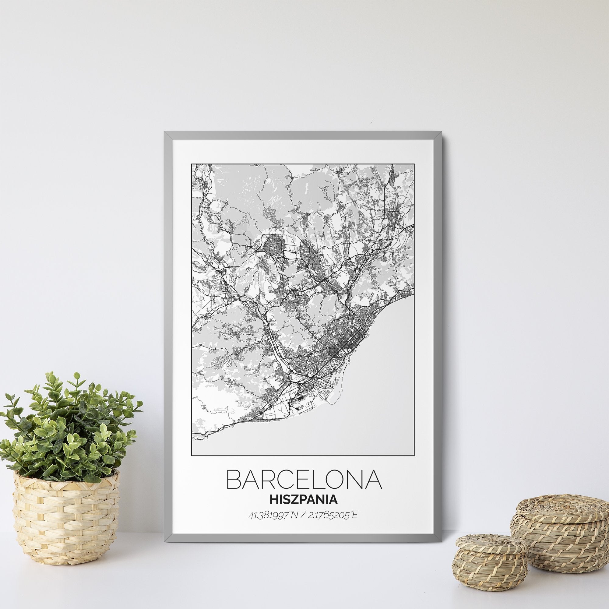 Mapa Miasta Barcelona W Ramie (Biała) - Gallart.pl