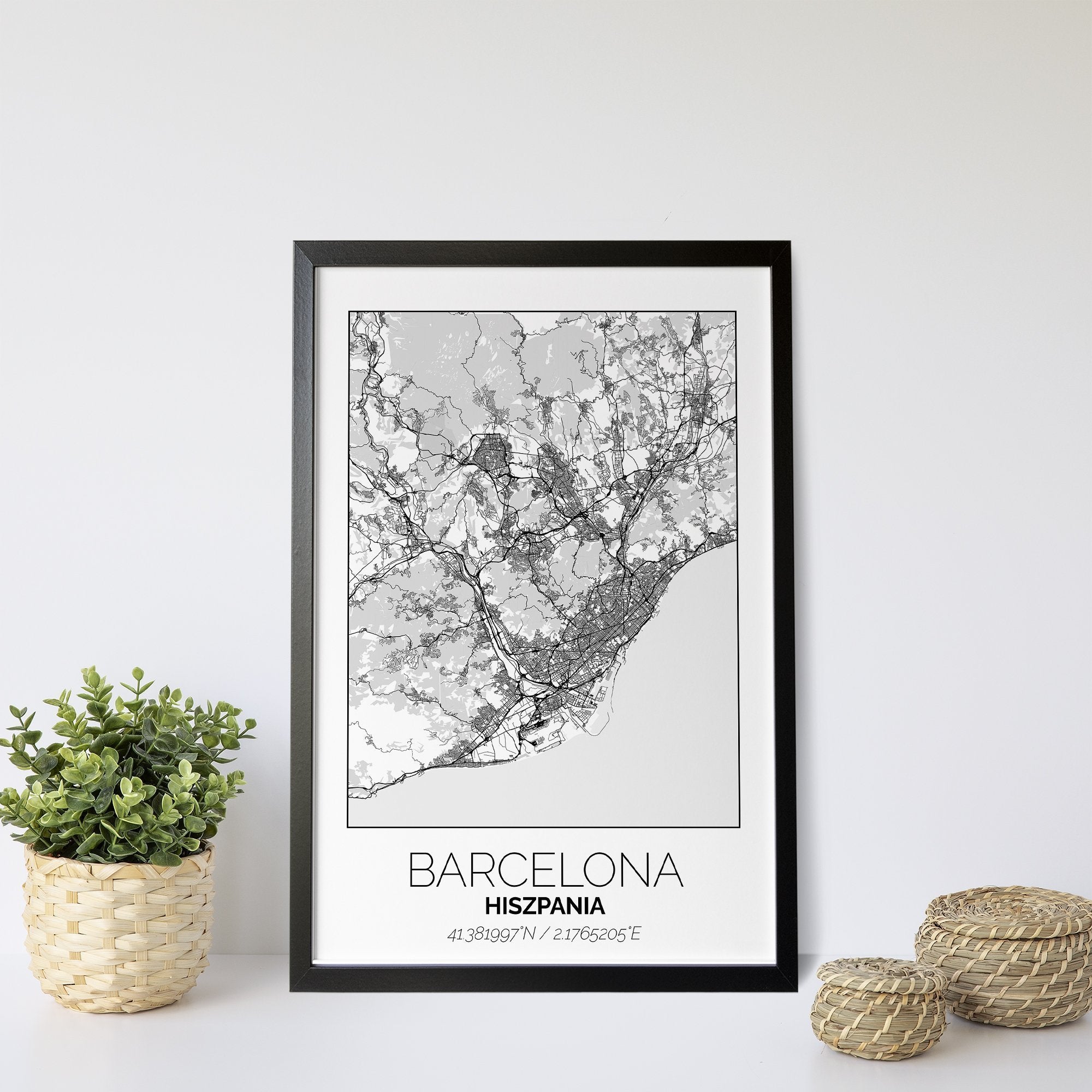 Mapa Miasta Barcelona W Ramie (Biała) - Gallart.pl