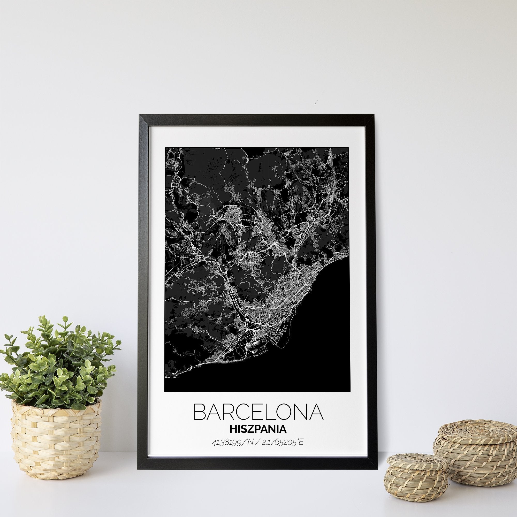 Mapa Miasta Barcelona W Ramie (Biało-Czarna) - Gallart.pl