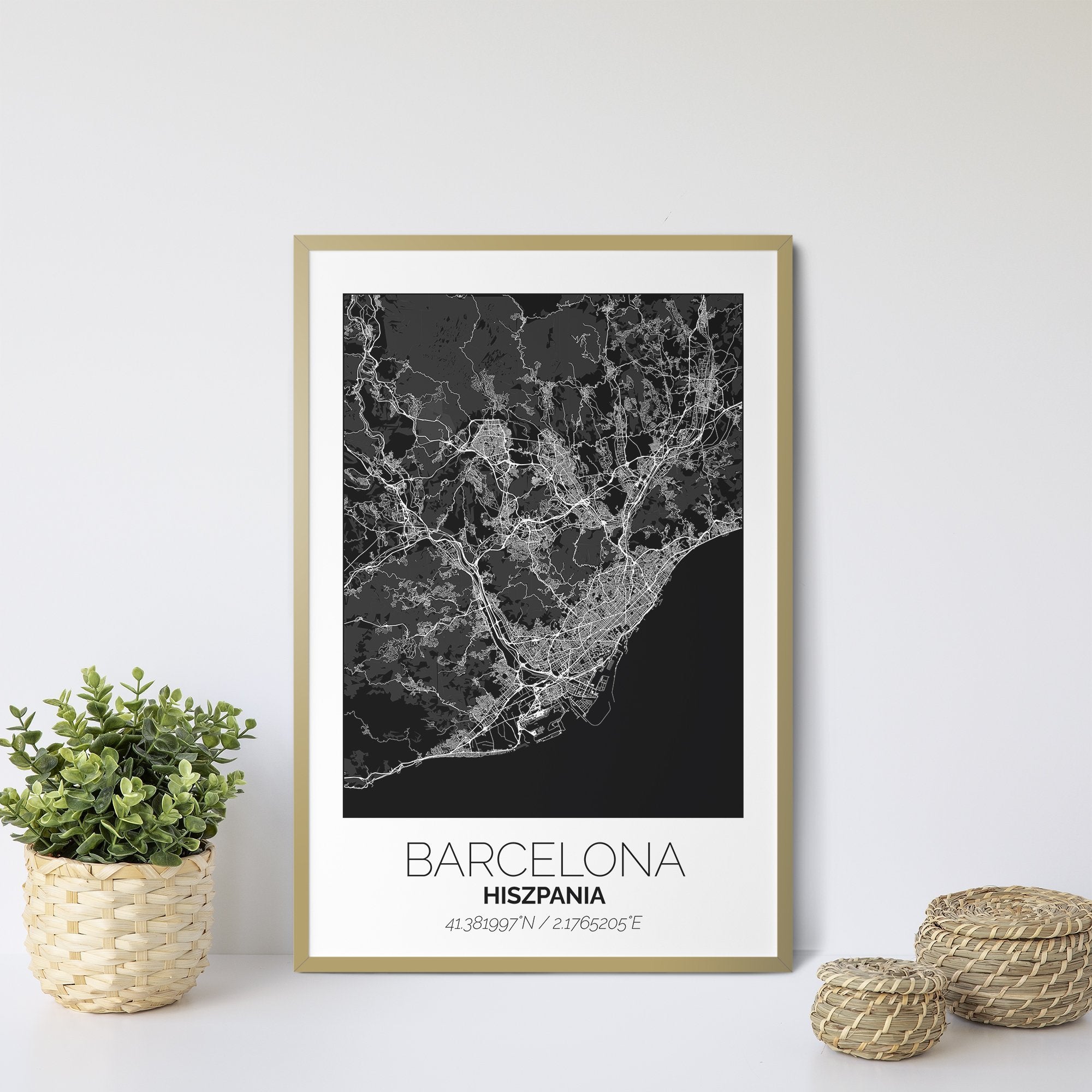 Mapa Miasta Barcelona W Ramie (Biało-Czarna) - Gallart.pl