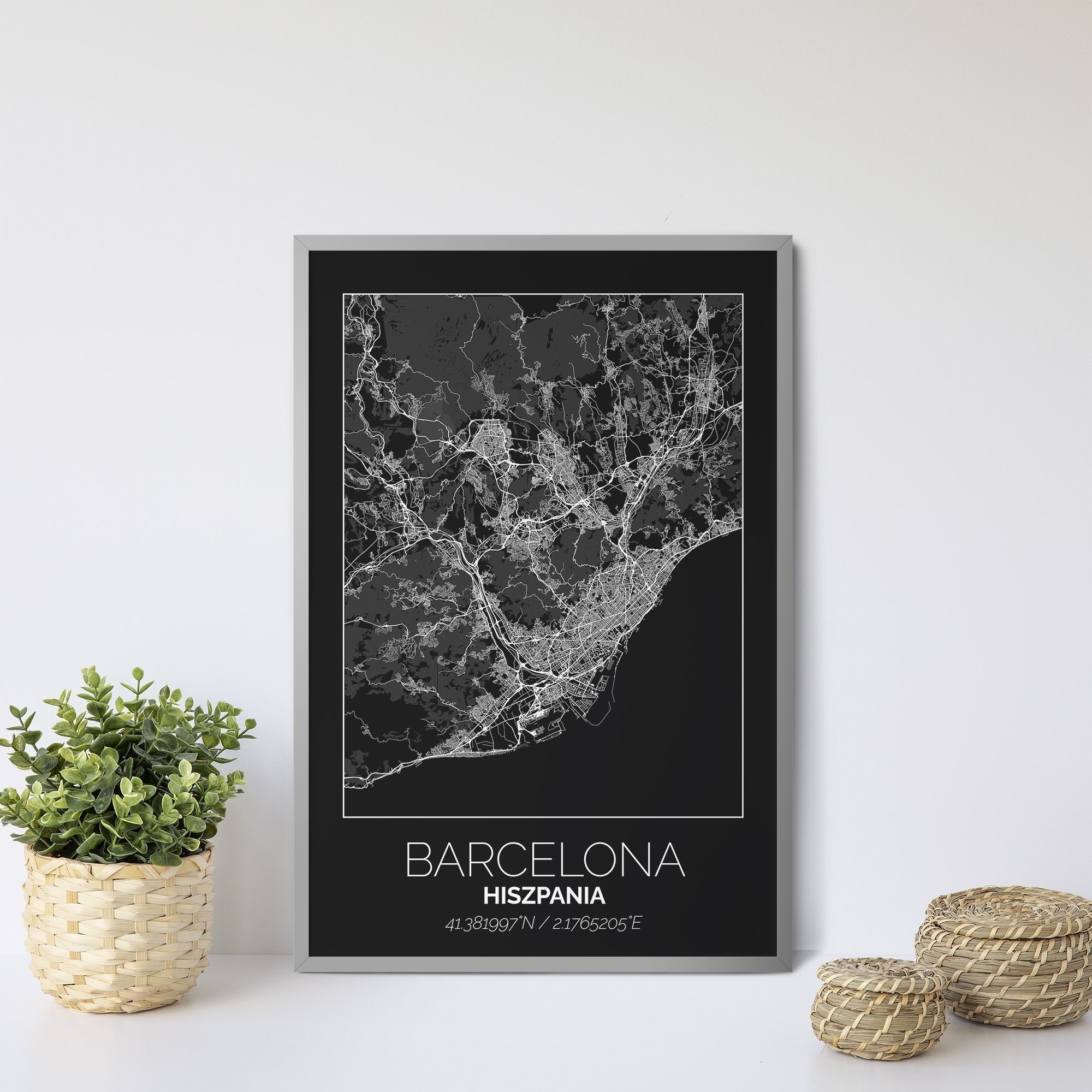 Mapa Miasta Barcelona W Ramie (Czarna) - Gallart.pl