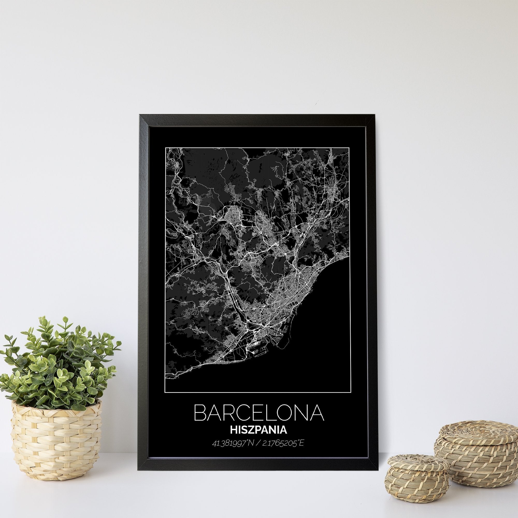 Mapa Miasta Barcelona W Ramie (Czarna) - Gallart.pl