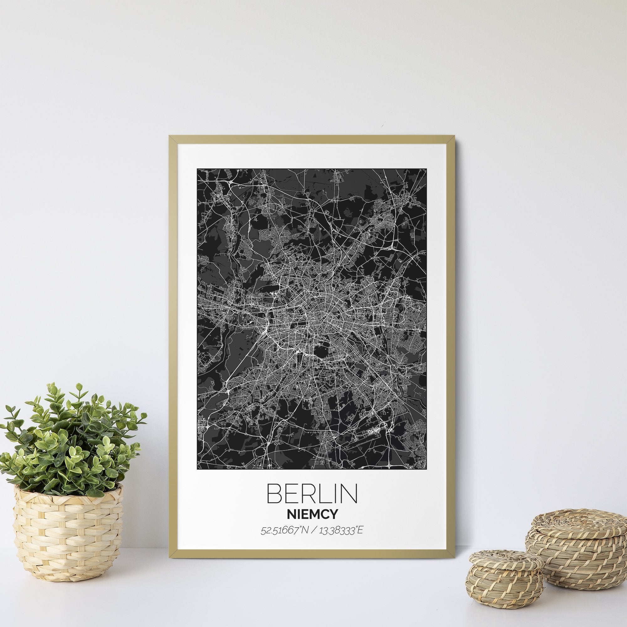 Mapa Miasta Berlin W Ramie (Biało-Czarna) - Gallart.pl