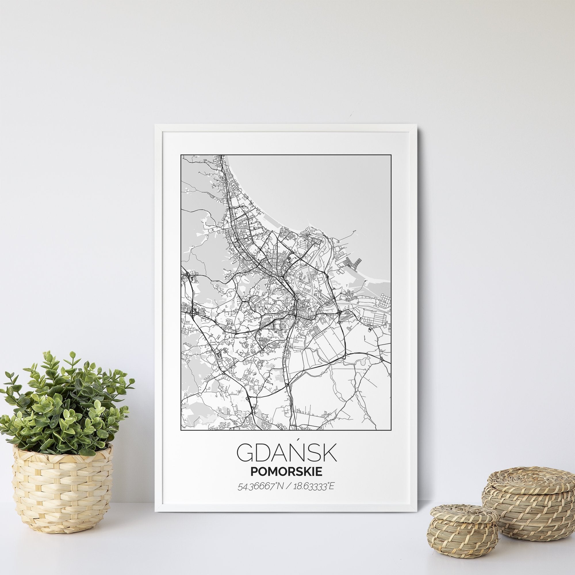 Mapa Miasta Gdańsk W Ramie (Biała) - Gallart.pl