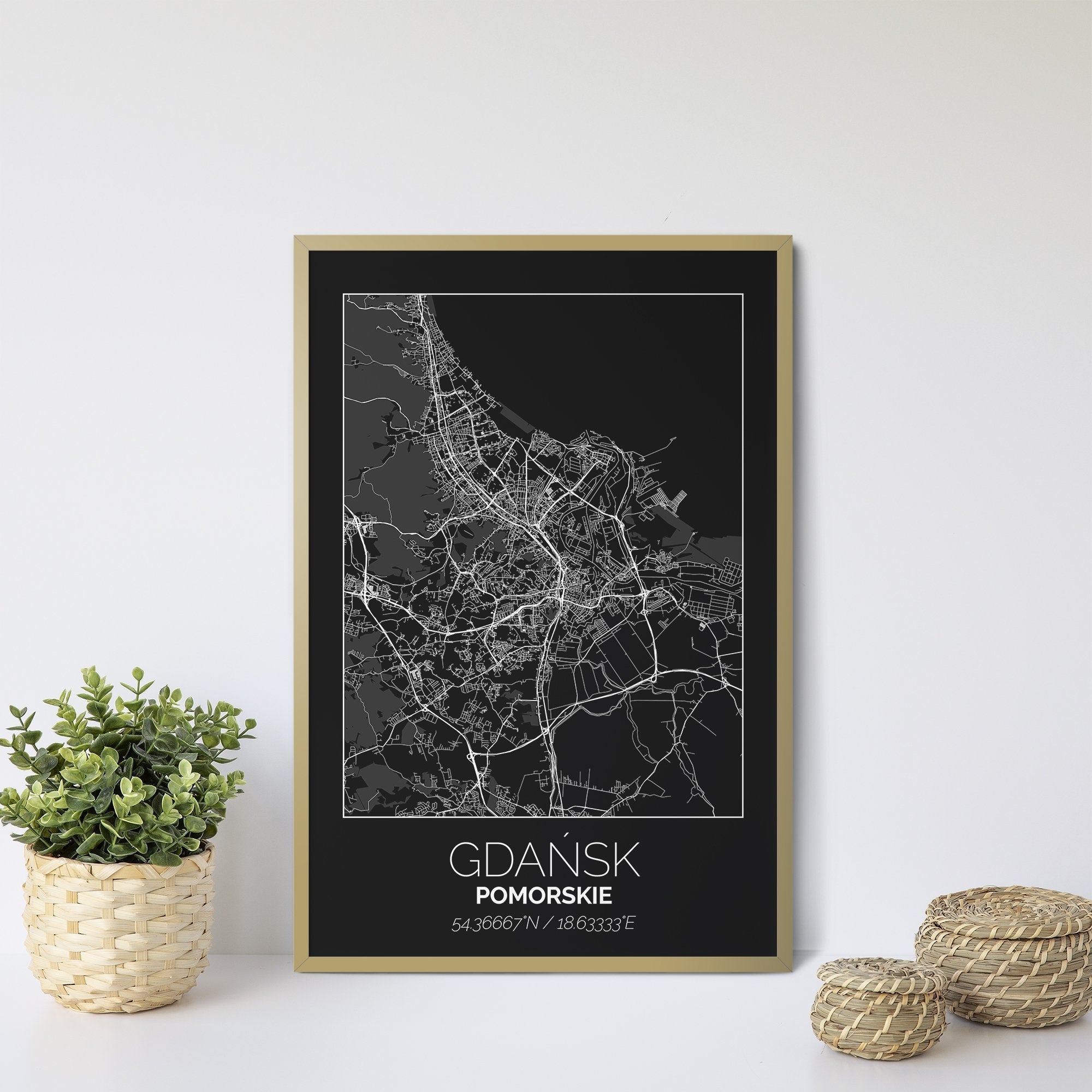Mapa Miasta Gdańsk W Ramie (Czarna) - Gallart.pl