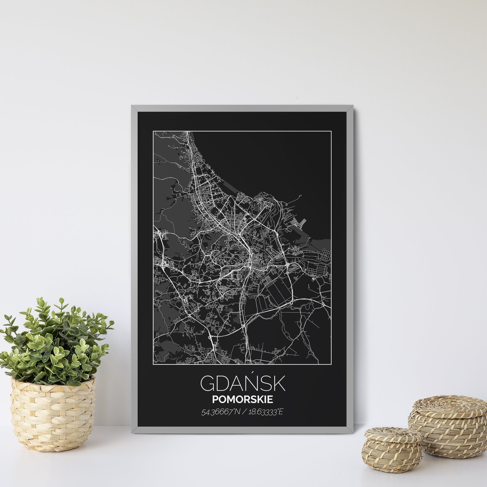 Mapa Miasta Gdańsk W Ramie (Czarna) - Gallart.pl