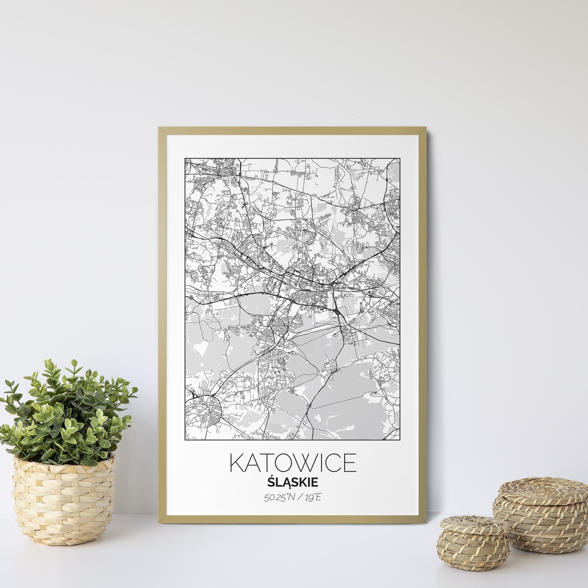 Mapa Miasta Katowice W Ramie (Biała) - Gallart.pl