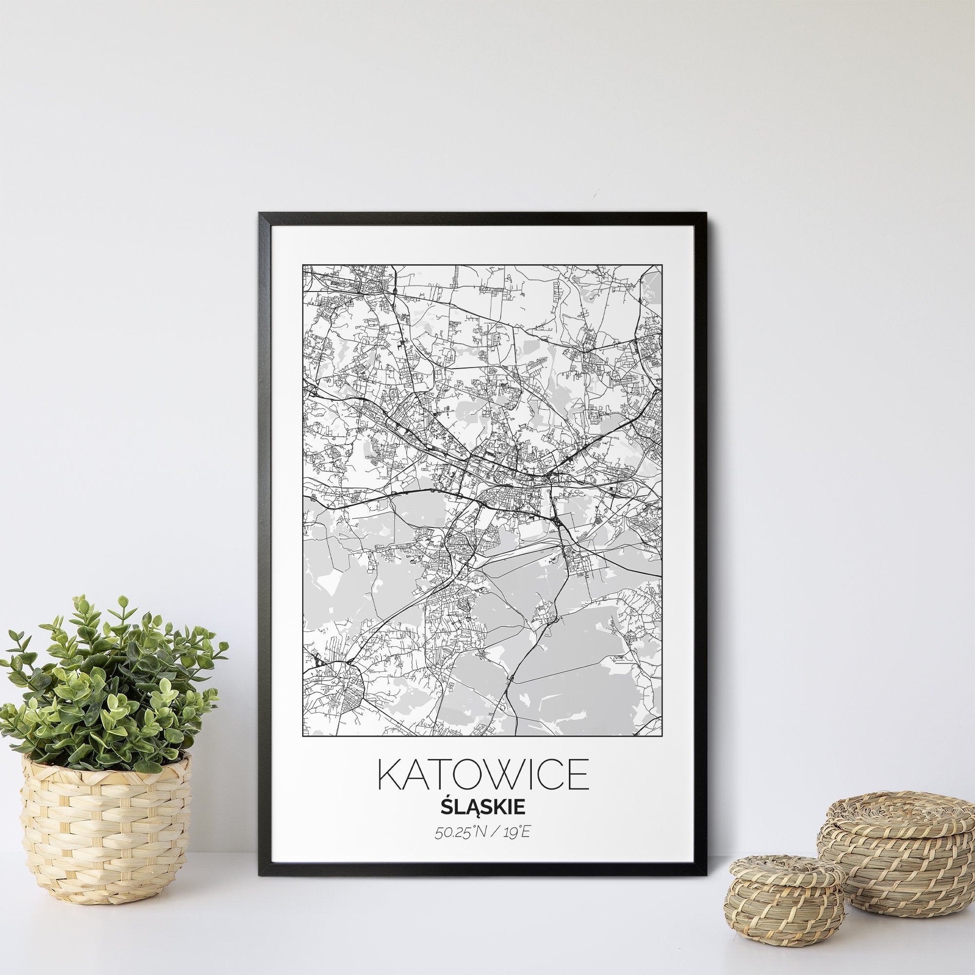 Mapa Miasta Katowice W Ramie (Biała) - Gallart.pl