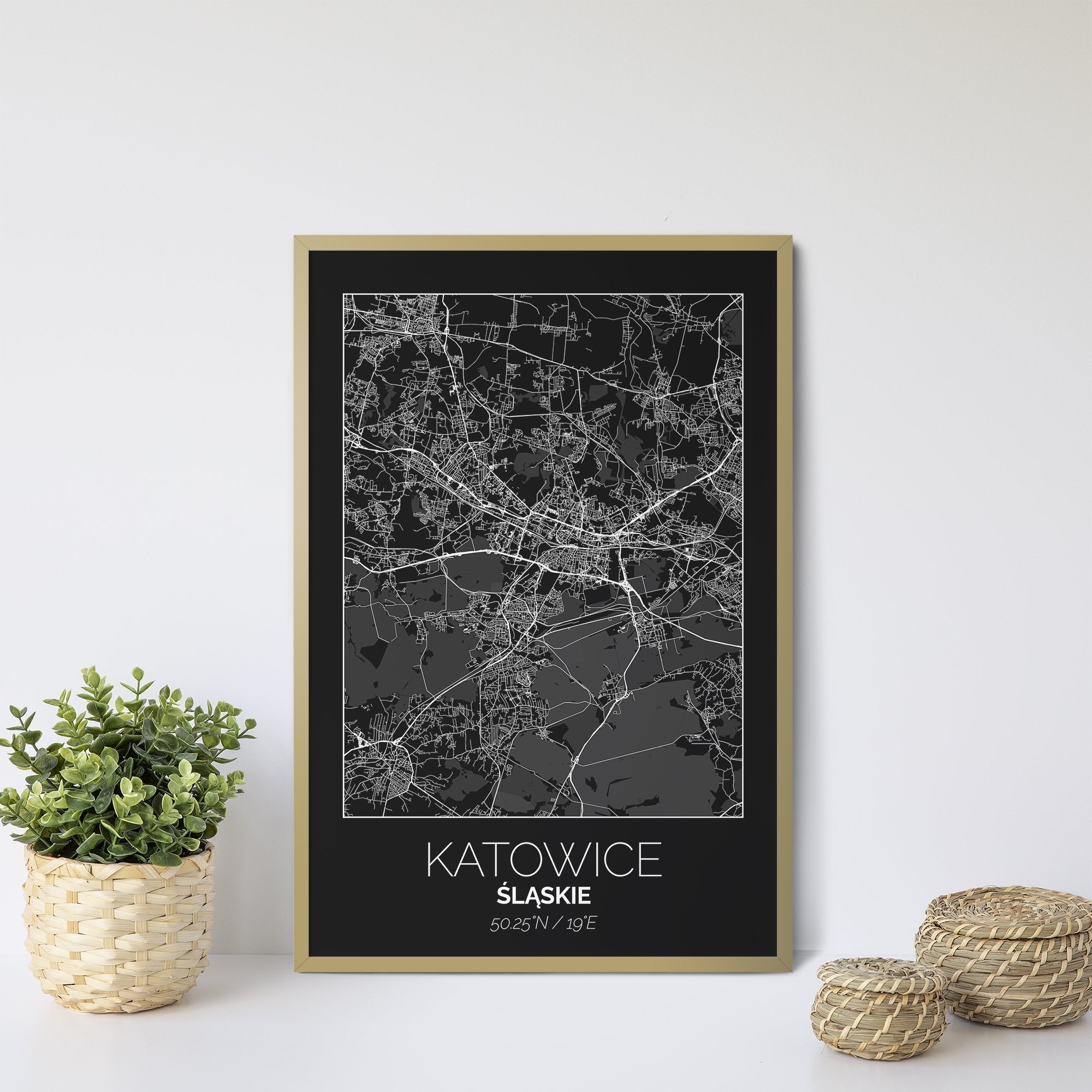 Mapa Miasta Katowice W Ramie (Czarna) - Gallart.pl